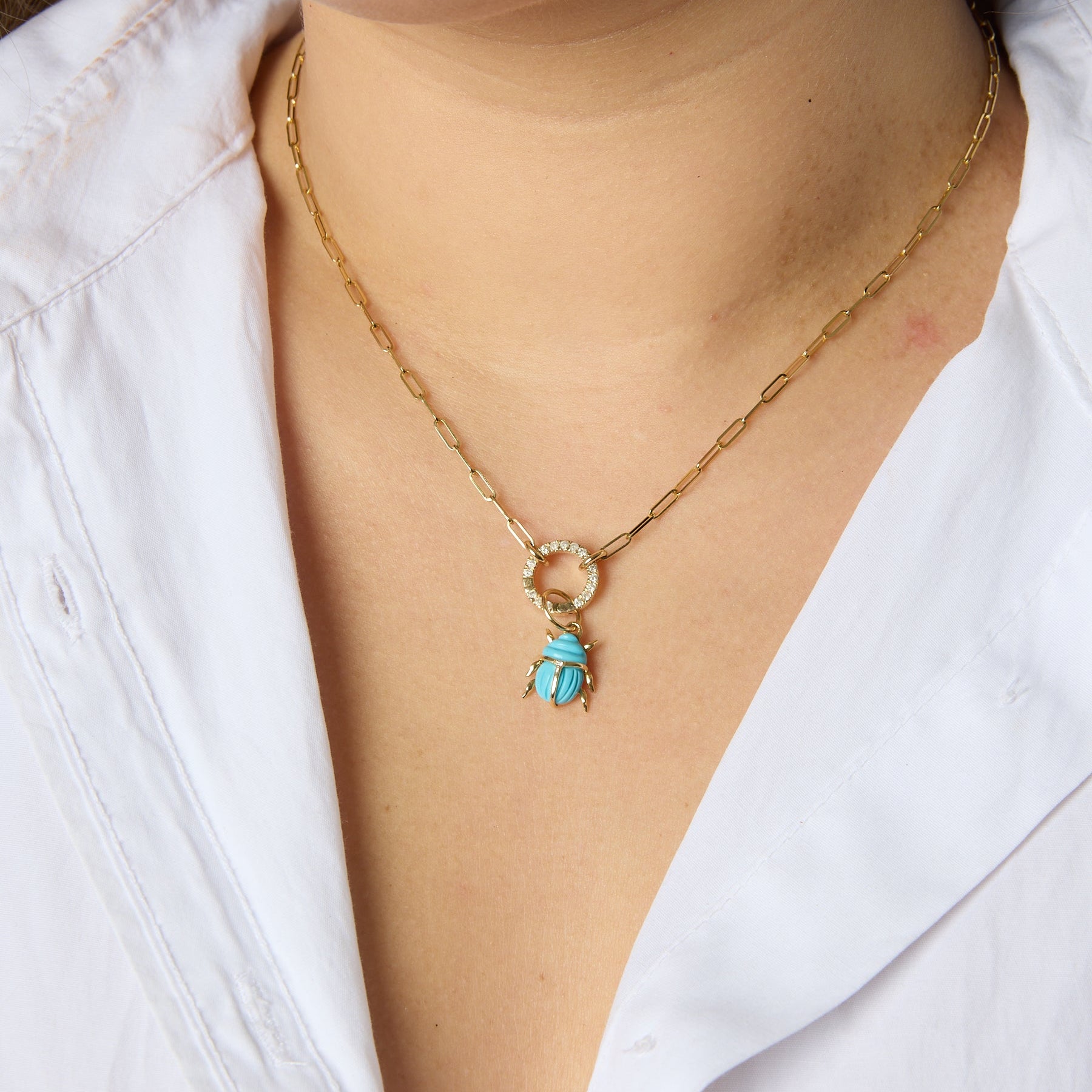 14KY Tiny Turquoise Scarab Charm