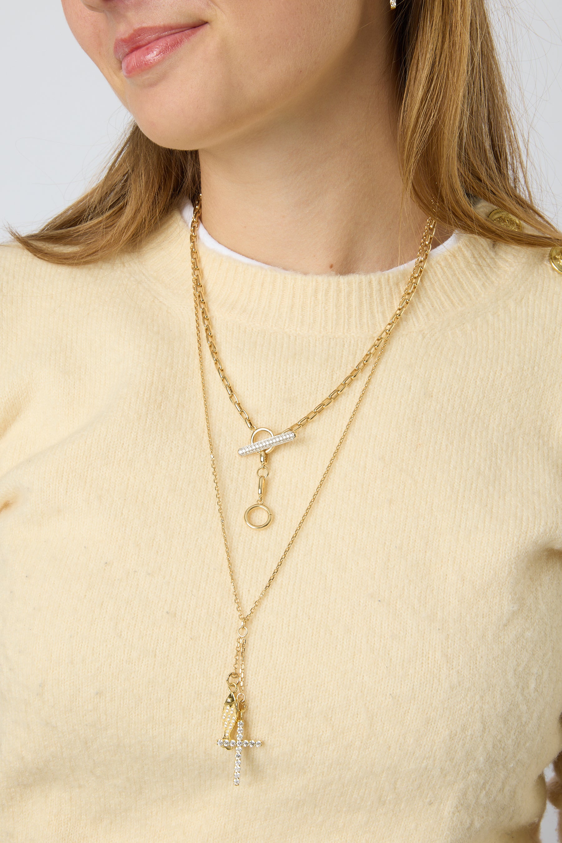 14KY Necklace with 2 Charm Extenders