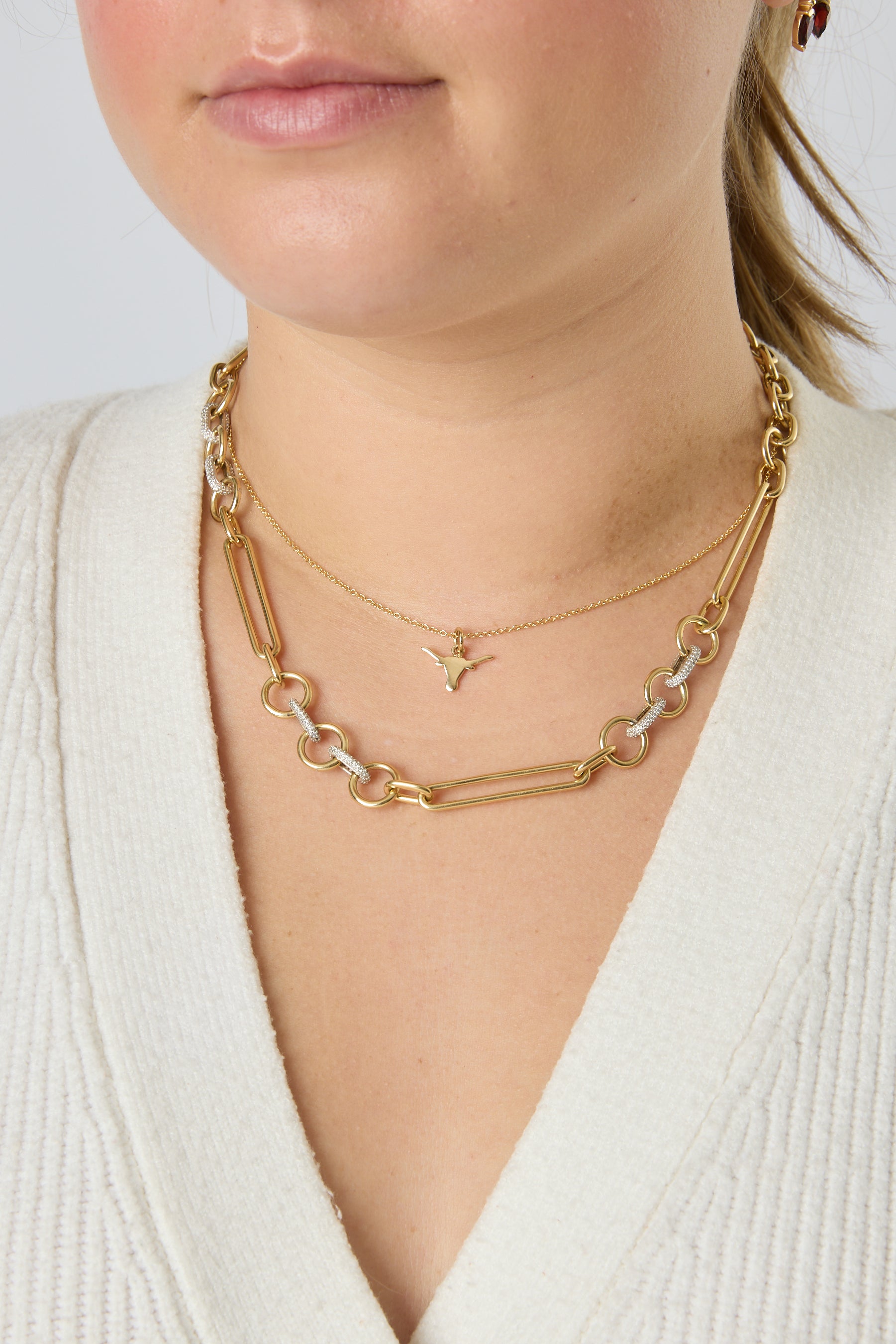 14KY Circle Link Chain with Pave