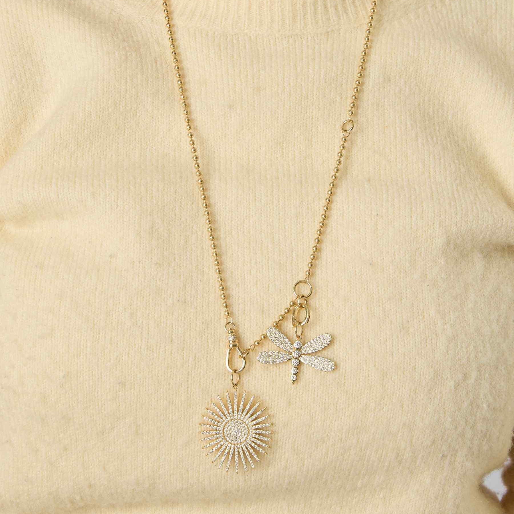 14KY Large Diamond Dragonfly