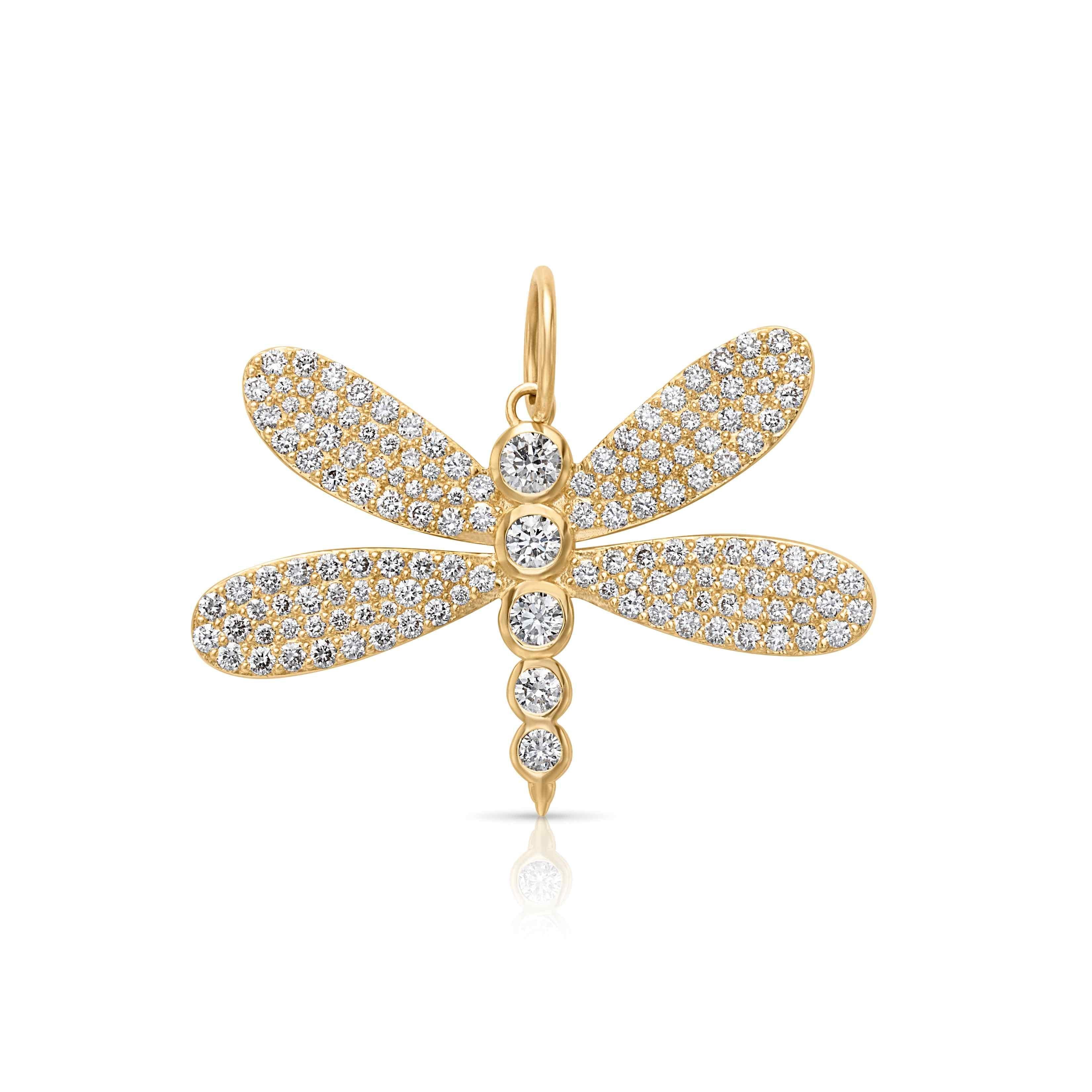 14KY Large Diamond Dragonfly
