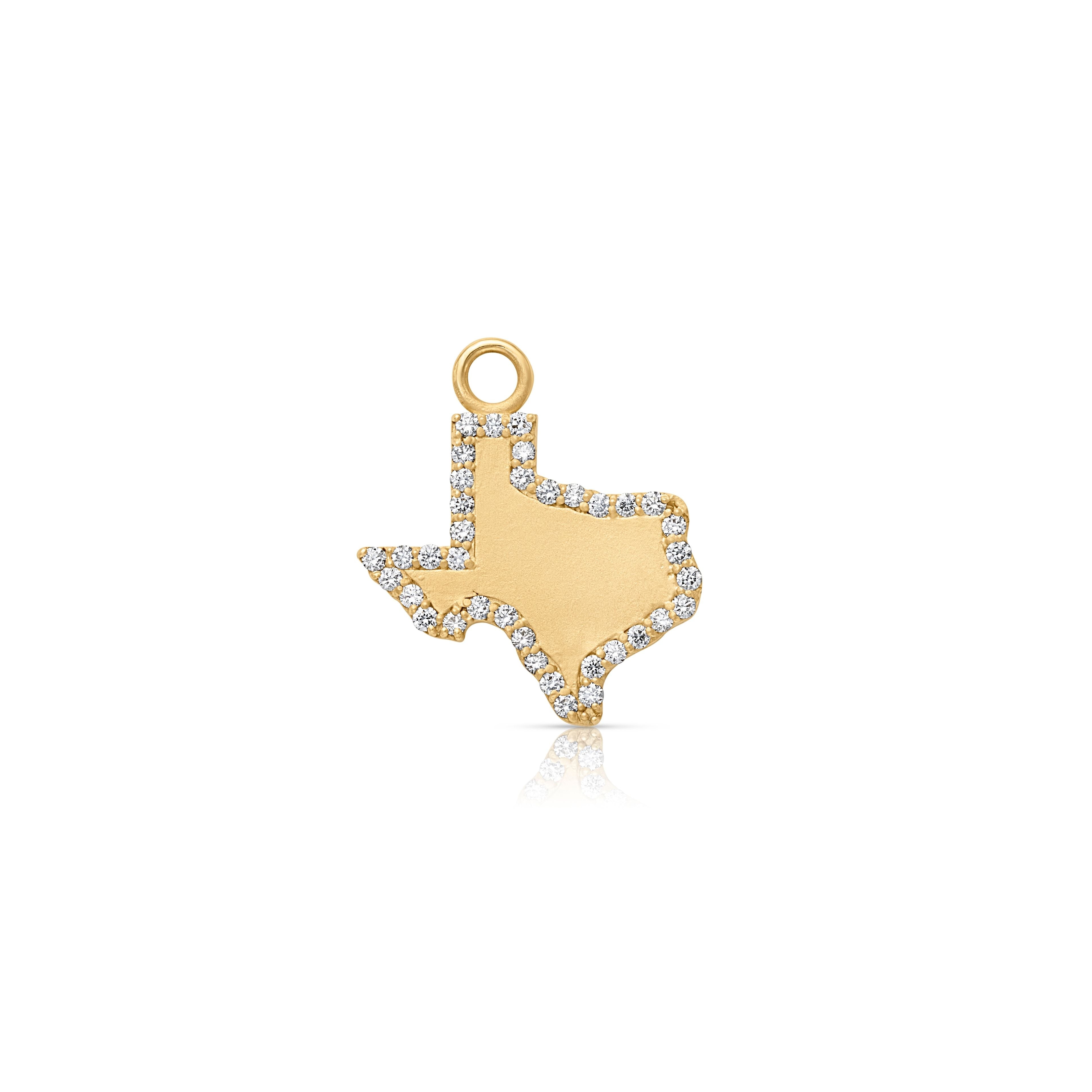 18KY Texas Charm with Diamond Border-Charms-Trilogy-Medium-Susan Saffron Jewelry