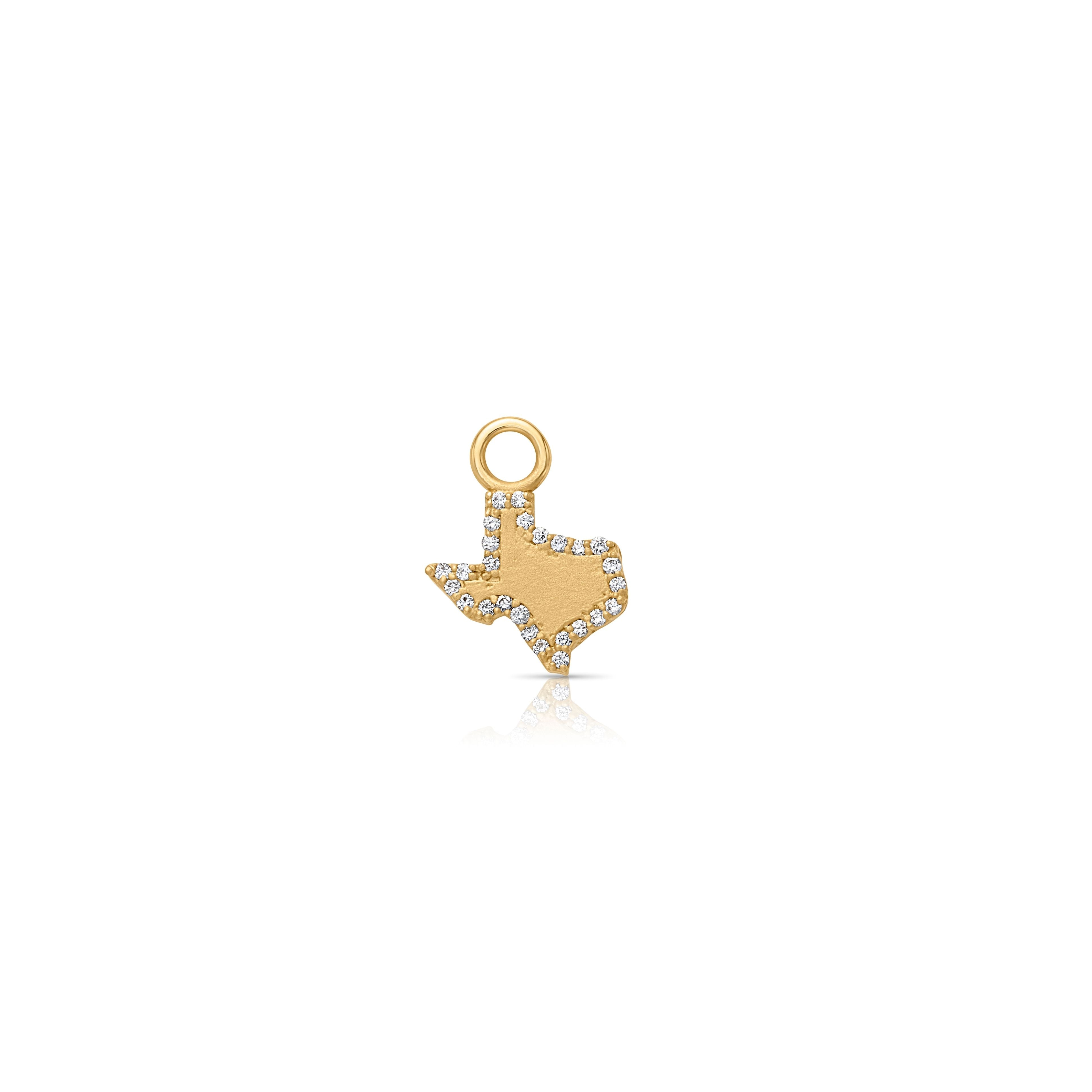 18KY Texas Charm with Diamond Border-Charms-Trilogy-Small-Susan Saffron Jewelry