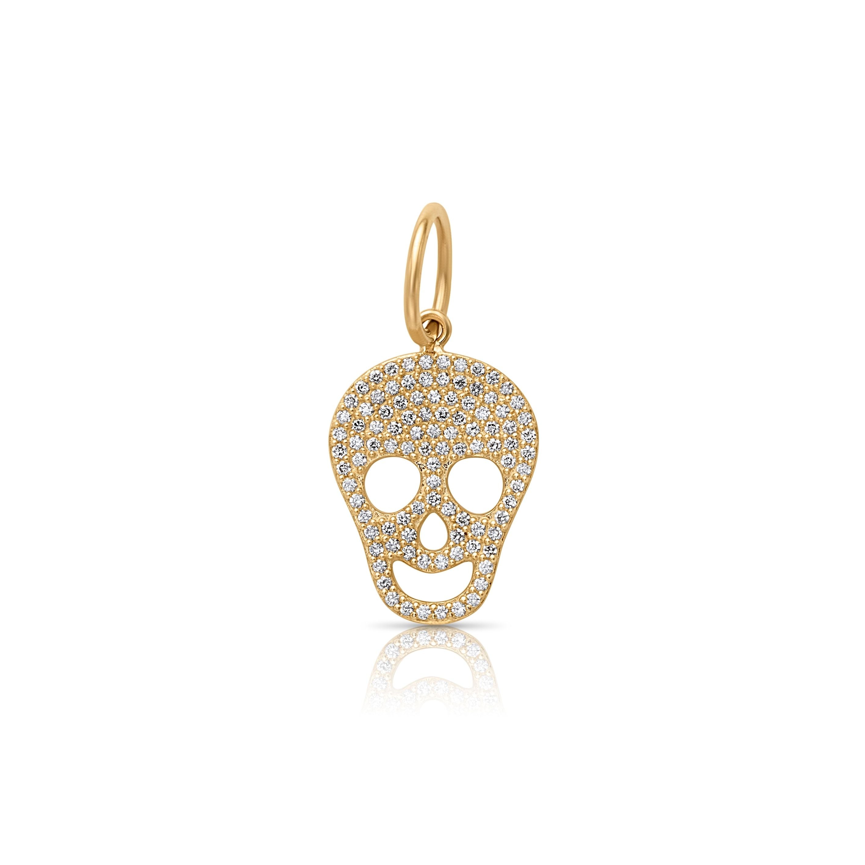 14KY Pave Skull Charm