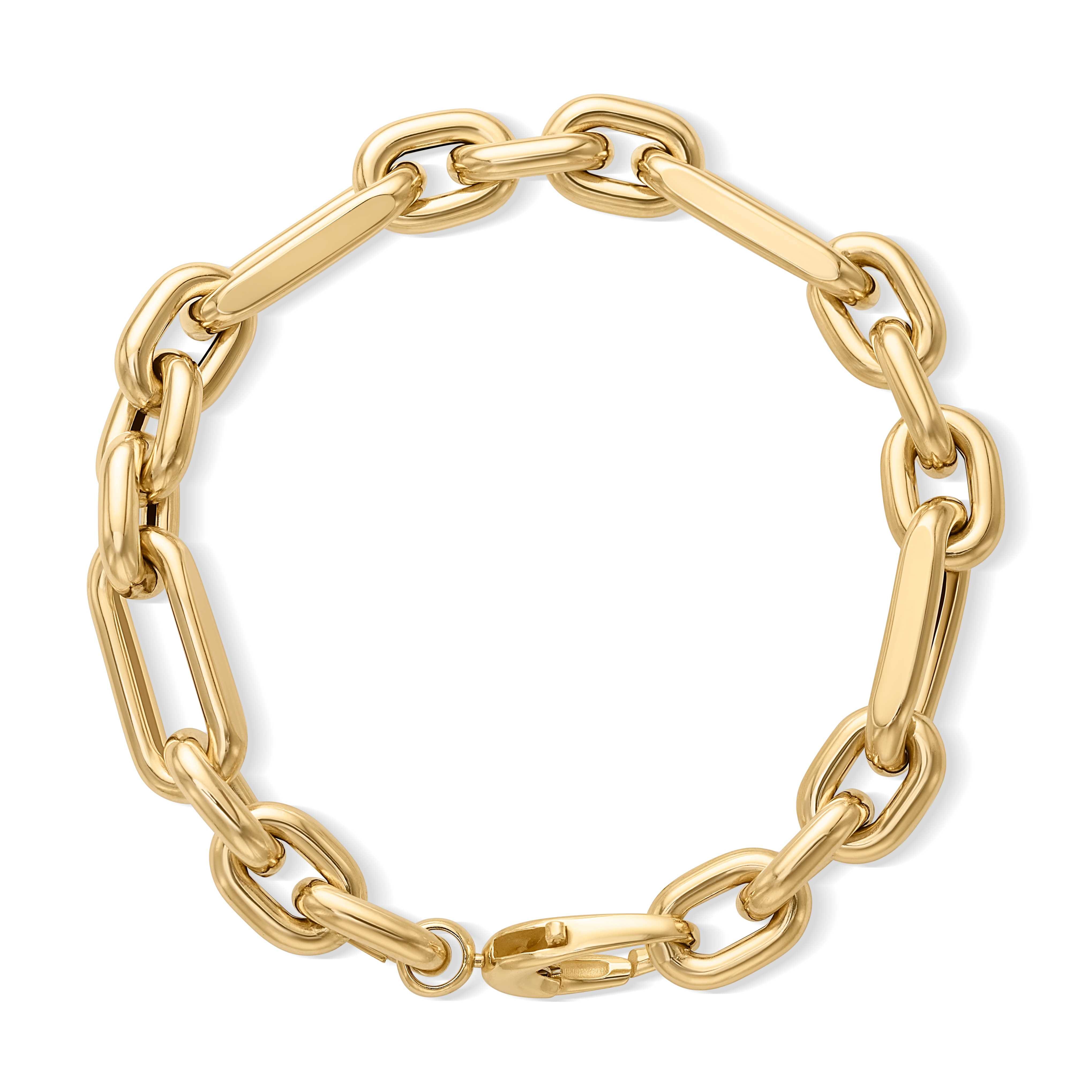 14KY Oval Link Charm Bracelet