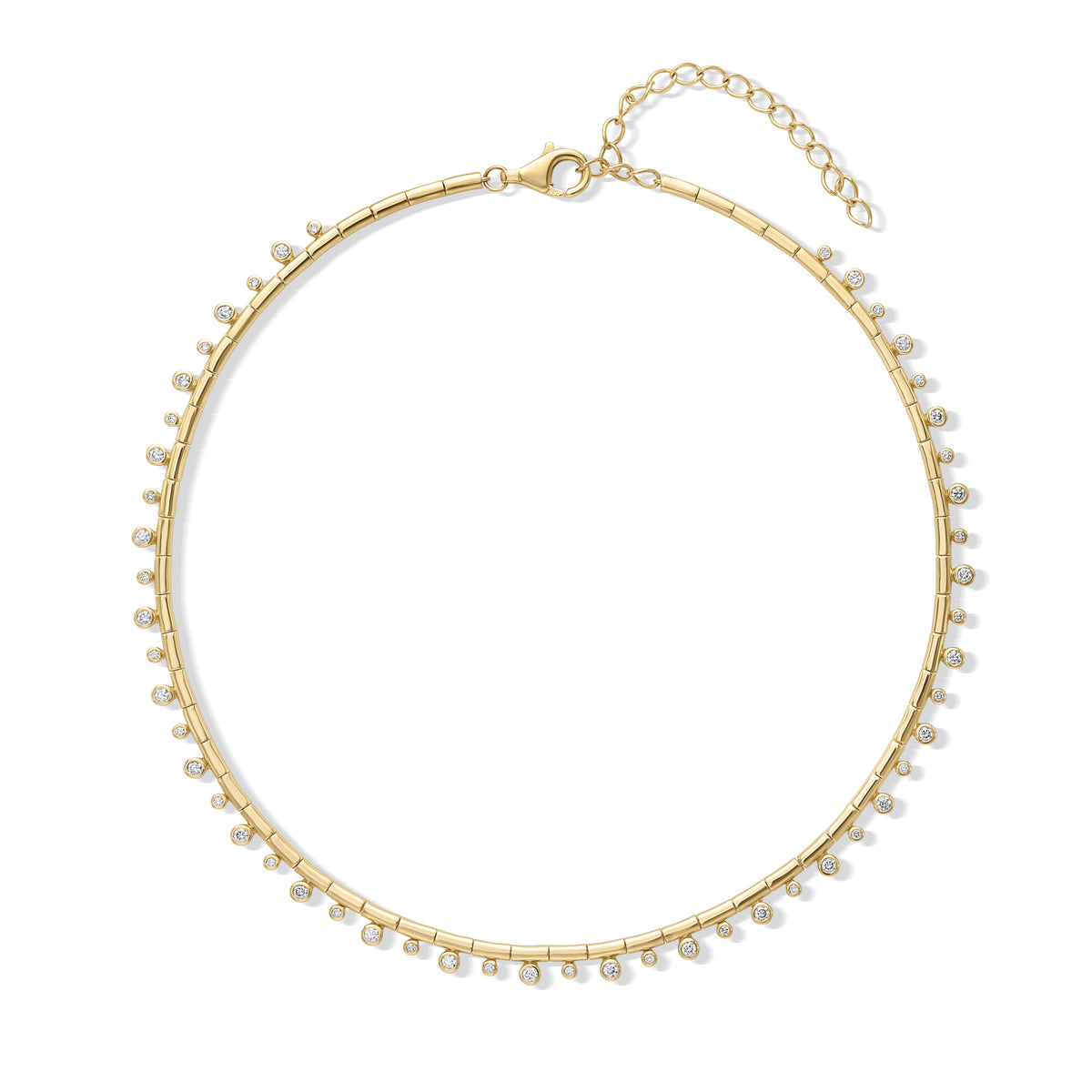 14KY Omega Bar Bezel Diamond Necklace-Necklaces-SAFFRON JEWELRY-Susan Saffron Jewelry