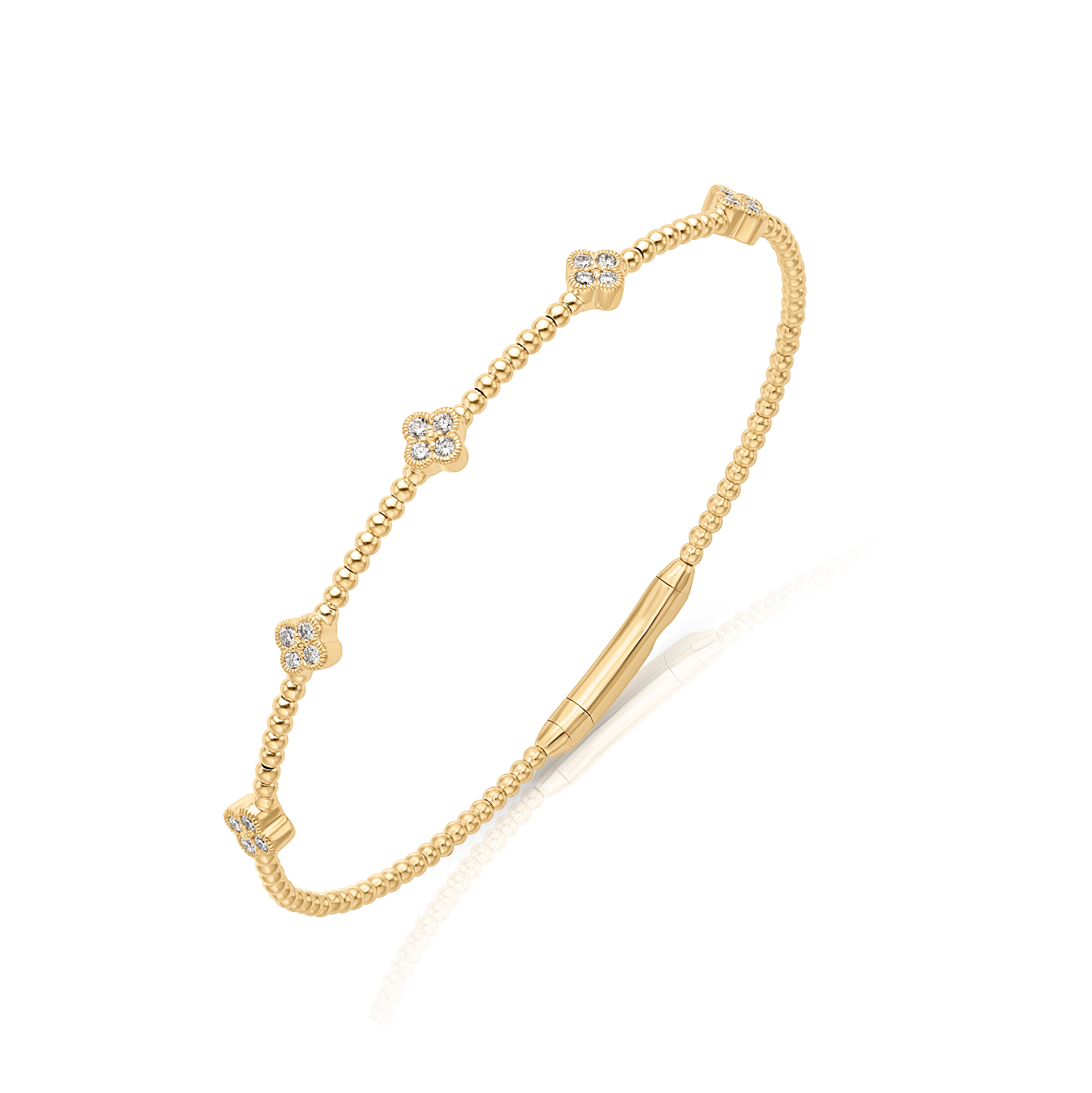 14KY Diamond Leaf Alernating Flex Bracelet