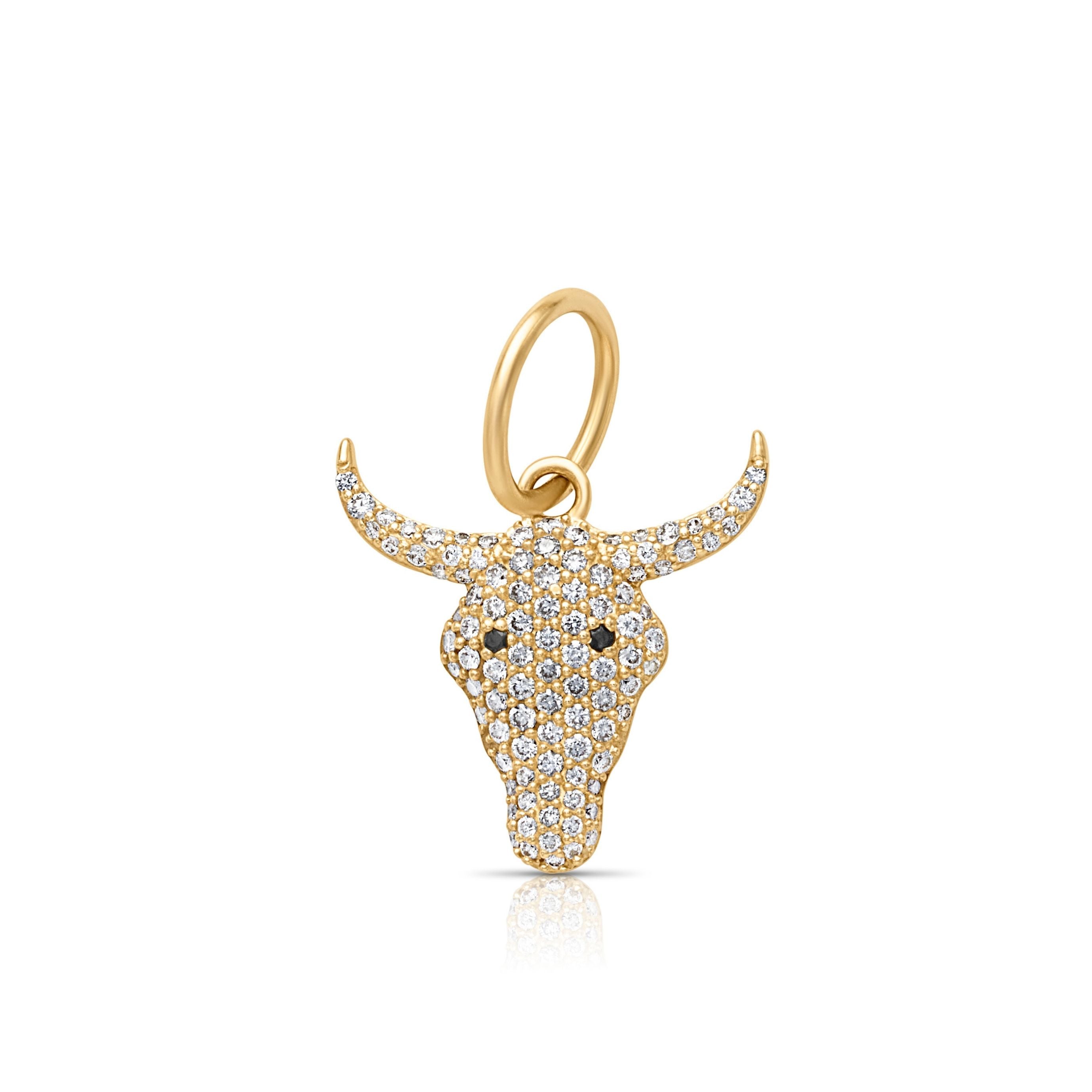 14KY Pave Longhorn Charm
