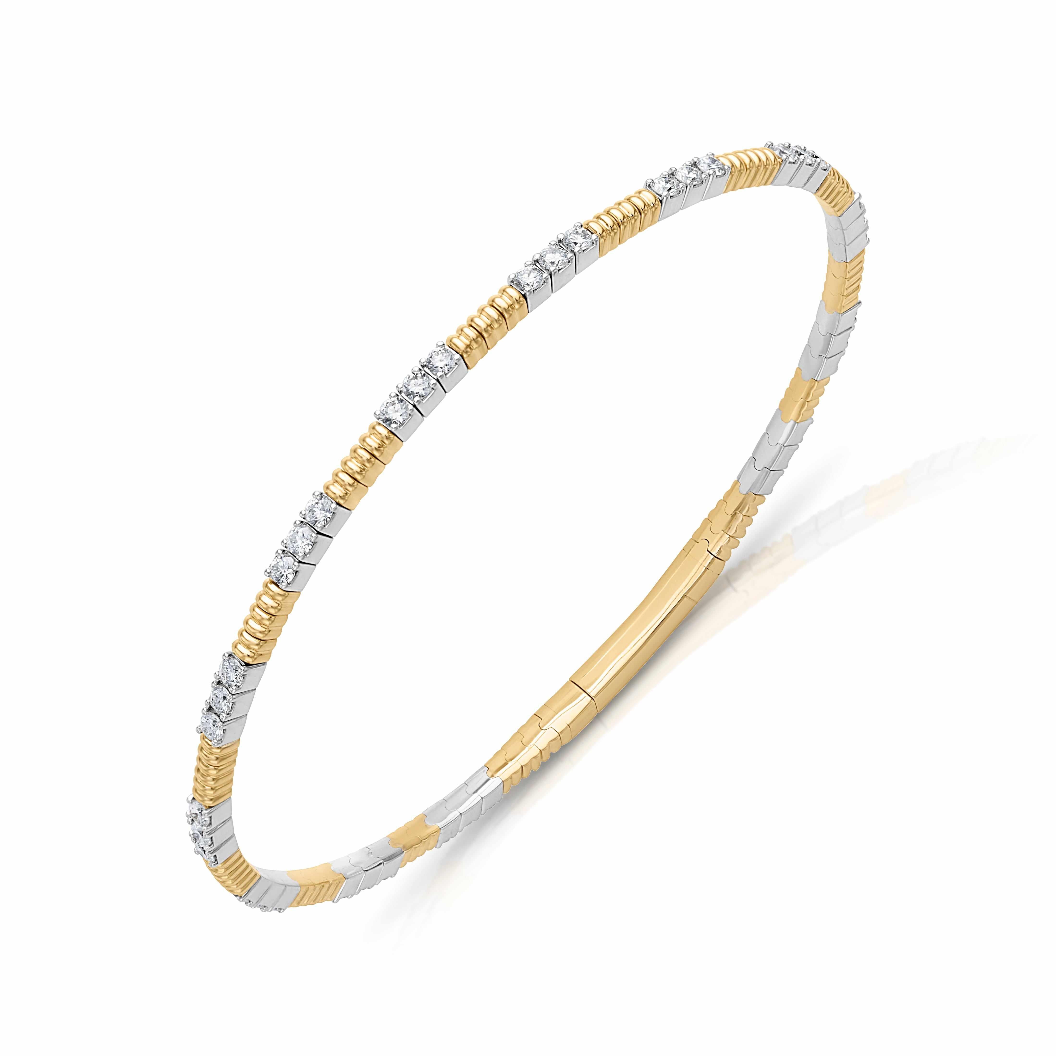 14KWY Diamond Trio Ribbed Flex Bracelet