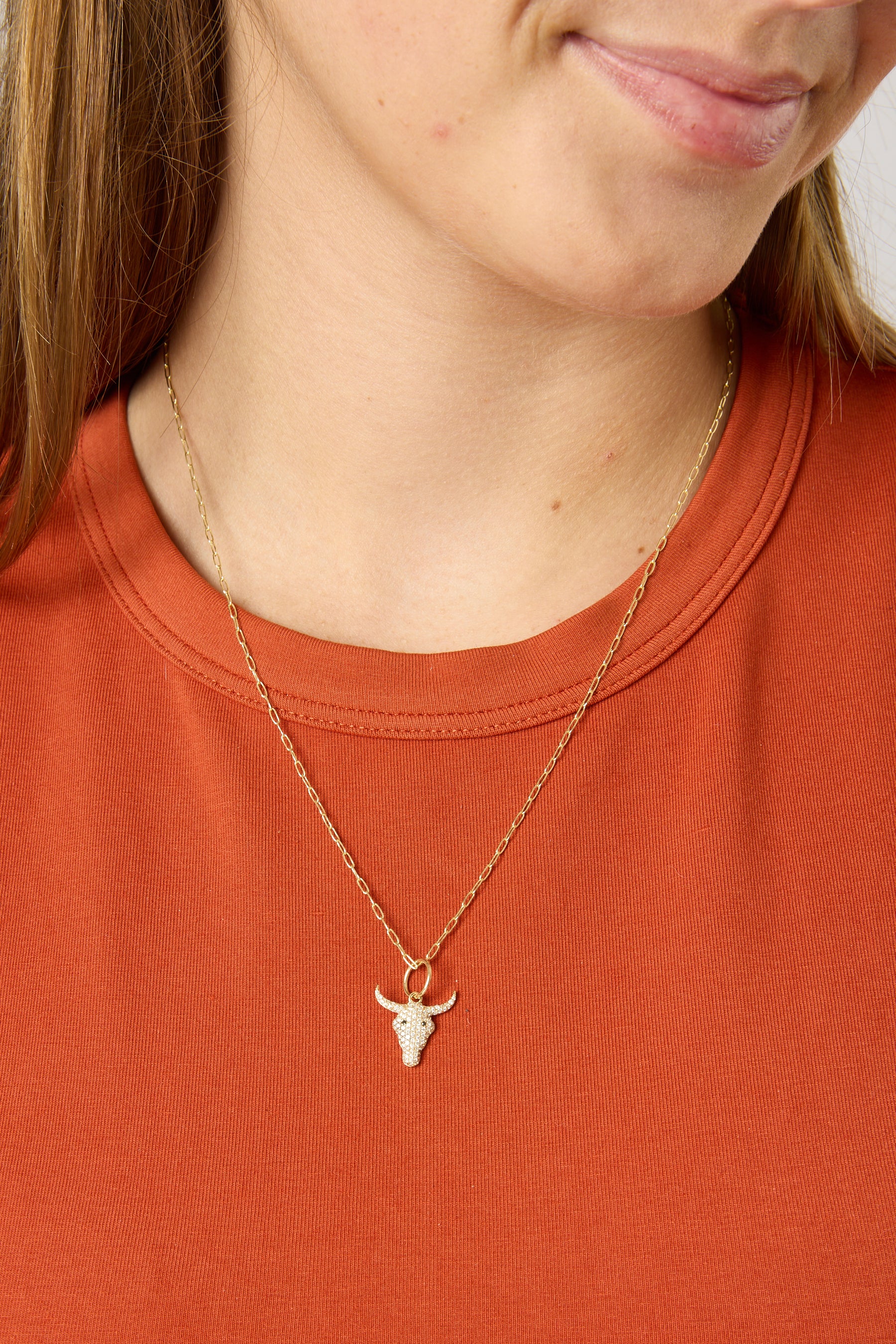14KY Pave Longhorn Charm