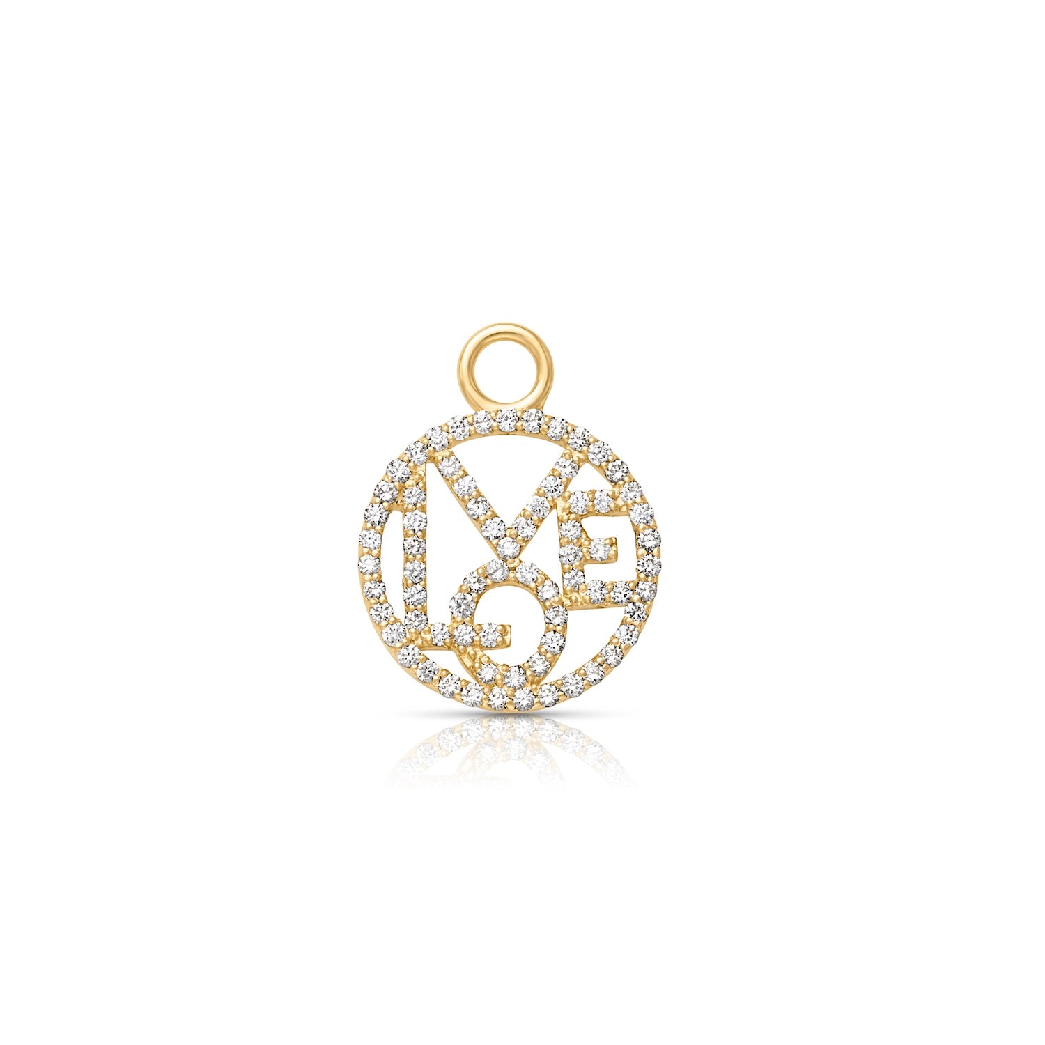 18KY Diamond Love Circle Charm