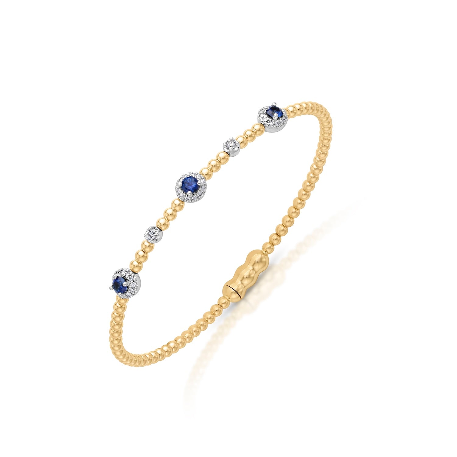 14KWY Bujukan Sapphire and Diamond Halo Bangle