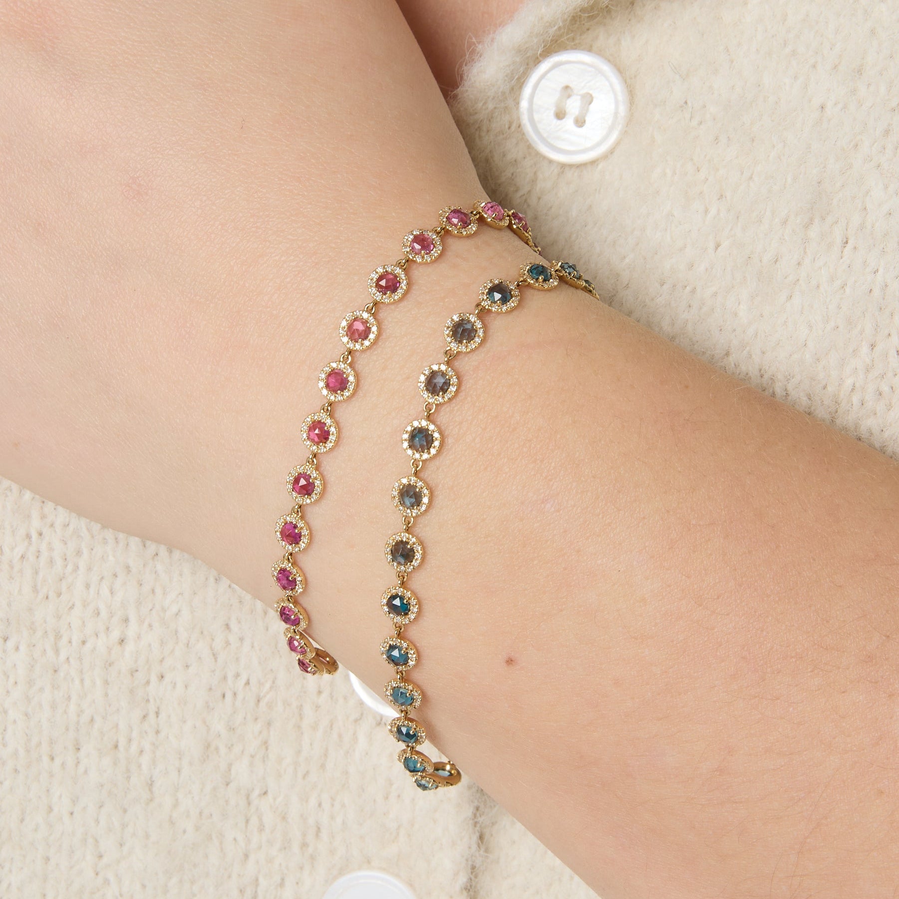14KY Rosie Tennis Bracelet London Blue Topaz-Bracelets-Saffron Jewelry-Susan Saffron Jewelry