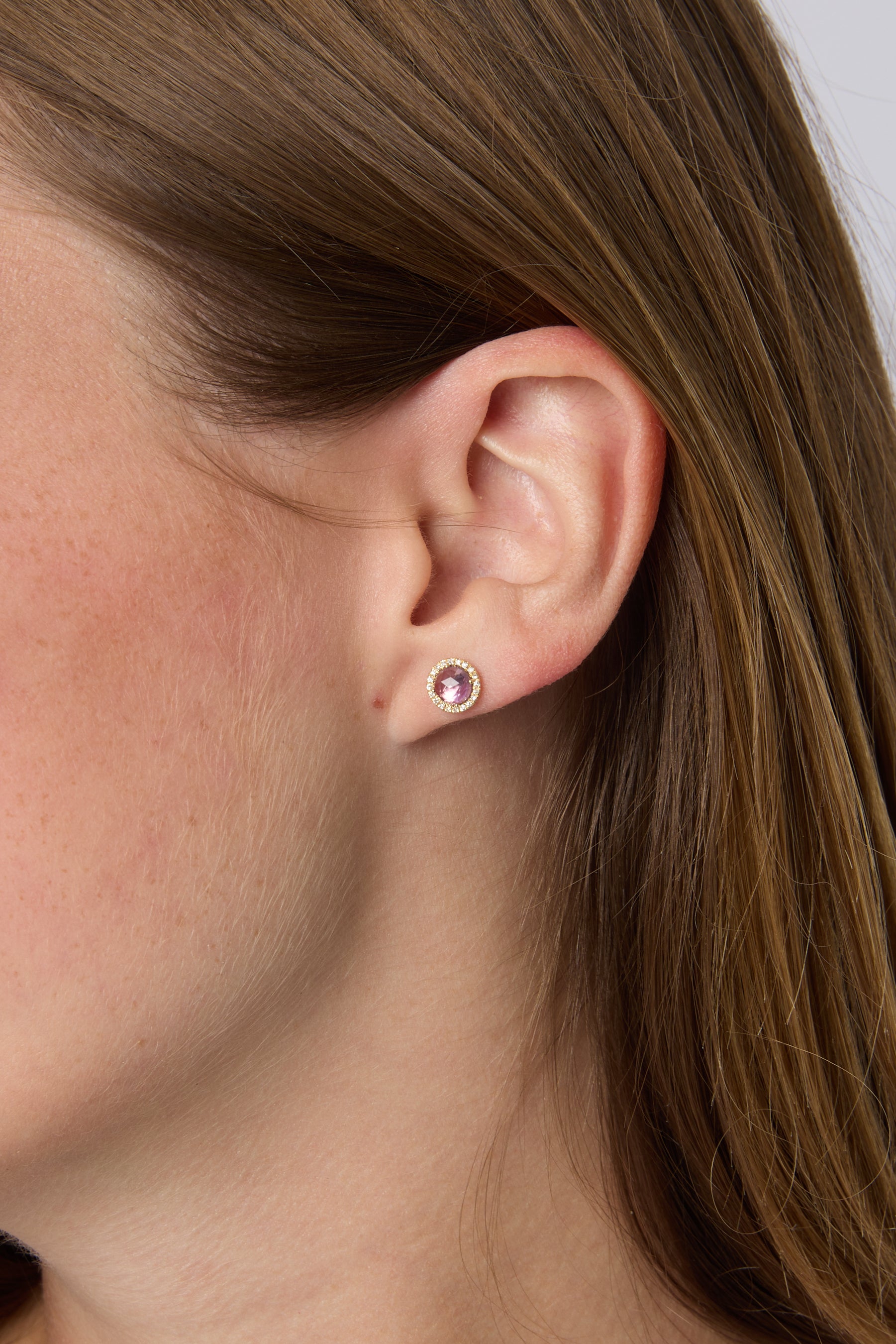 14KY Rosie Amethyst and Diamond Studs