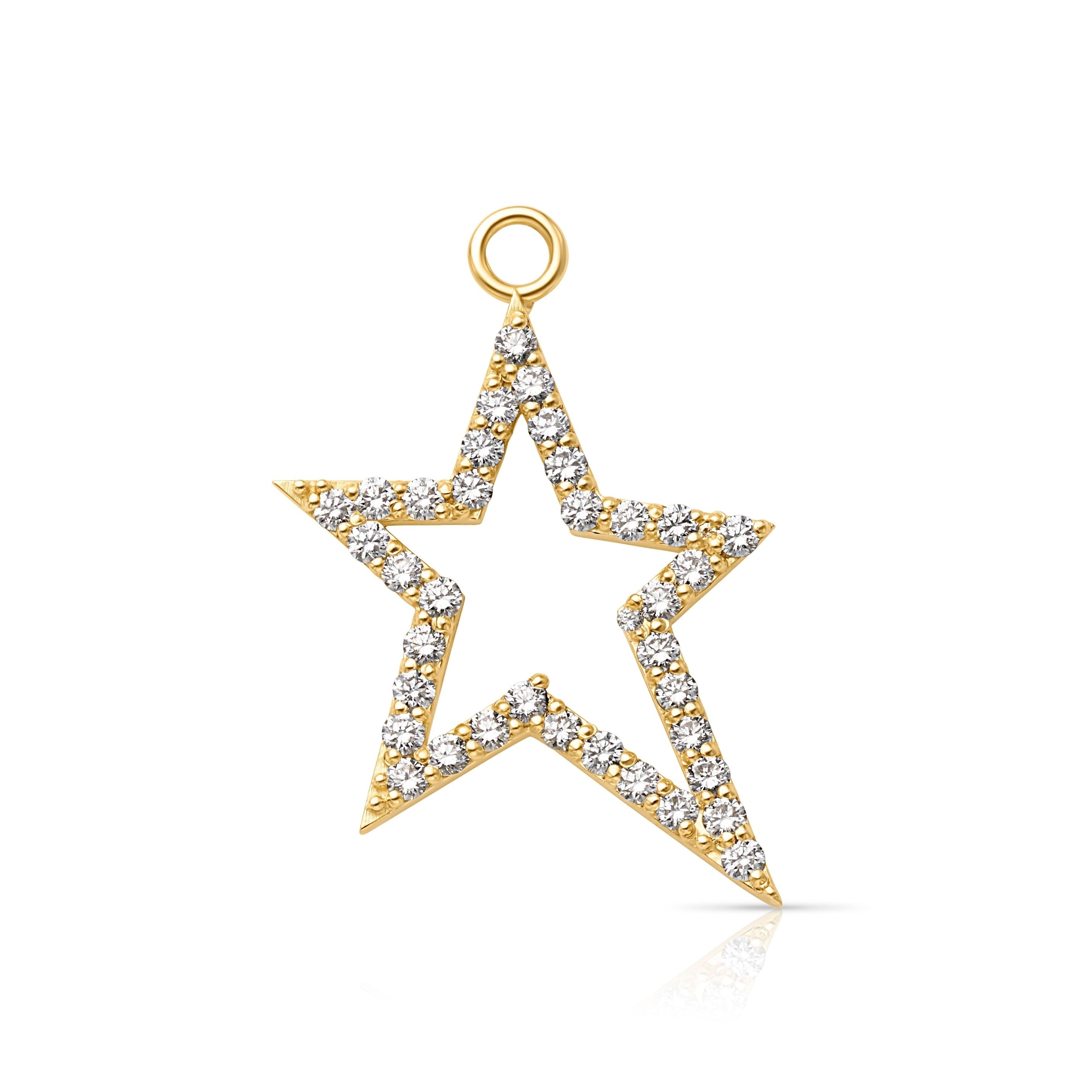 18KY Diamond Open Star Charm