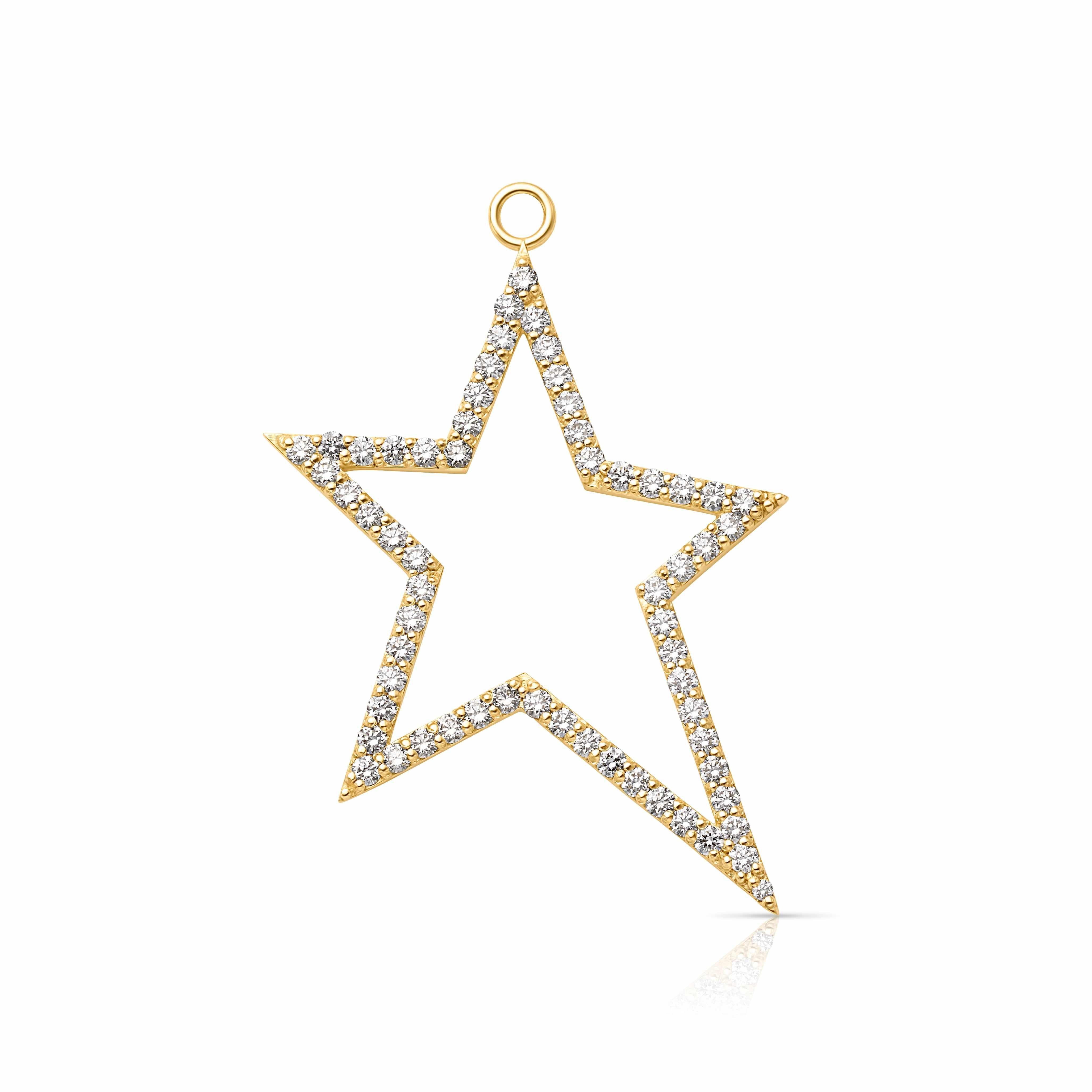 18KY Diamond Open Star Charm