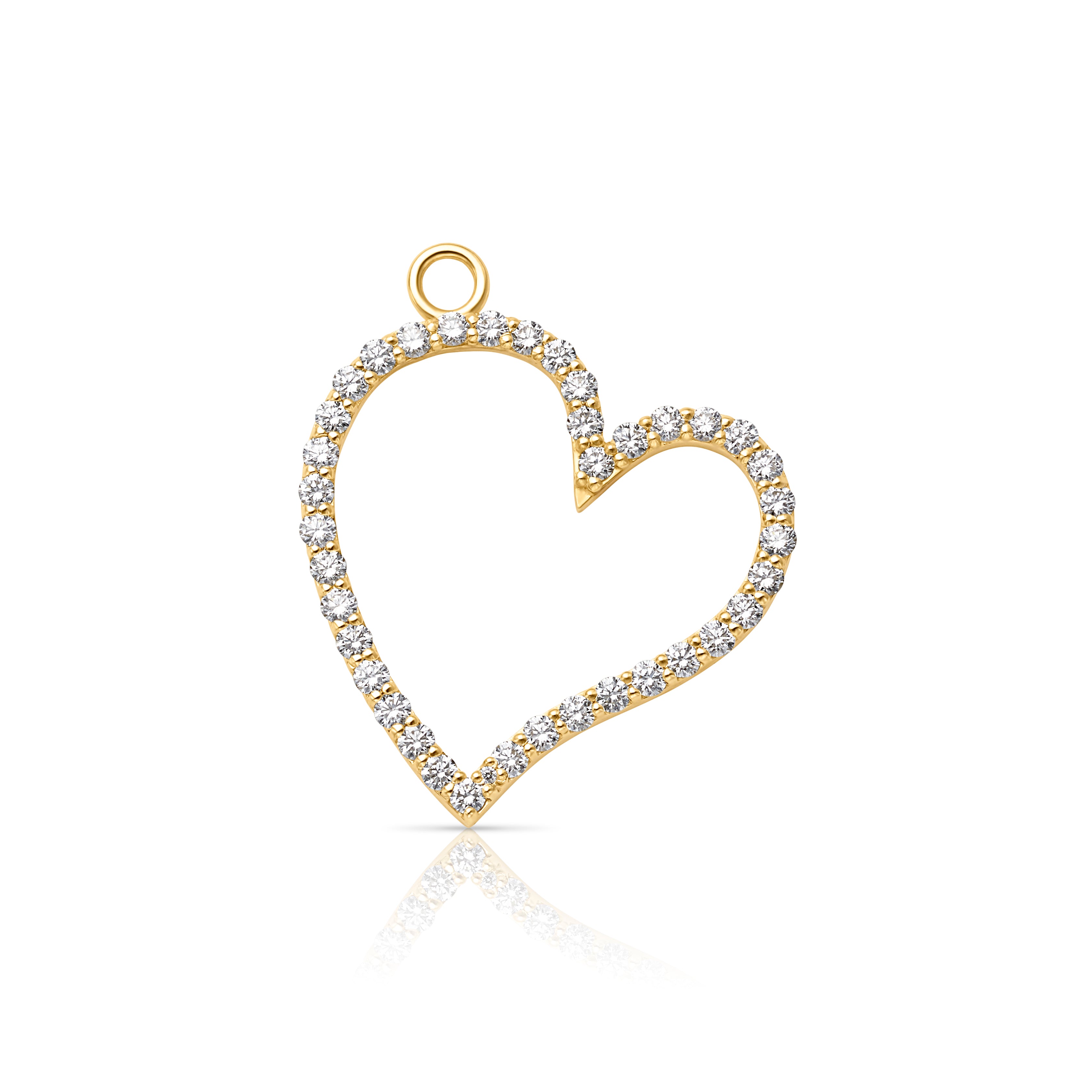 18KY Diamond Open Heart Charm
