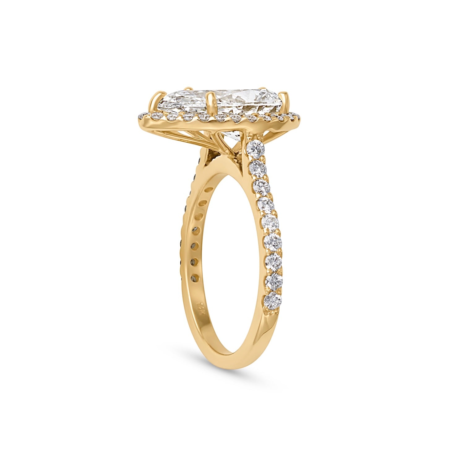 3.02CT Pear Cut Pave Halo Solitaire Engagement Ring