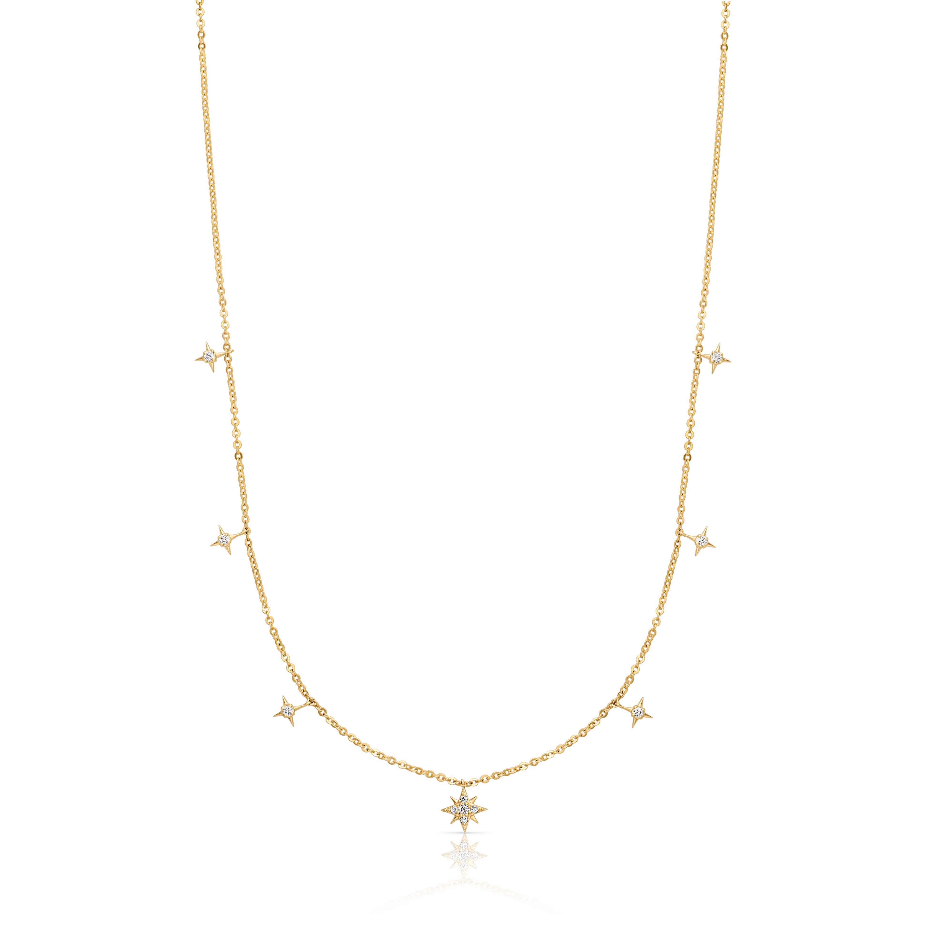 14KY Scattered Star Necklace