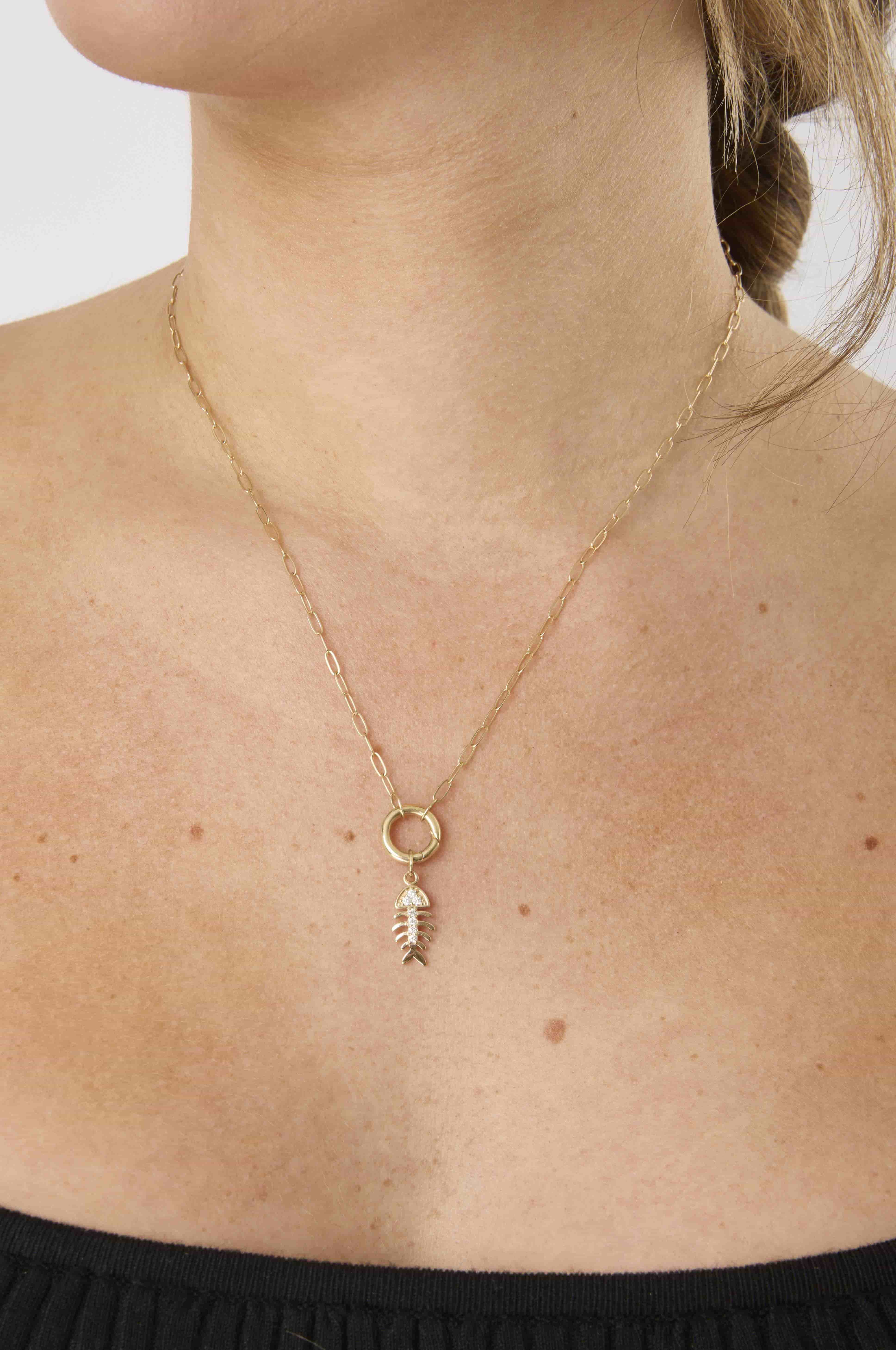 14KY Diamond Fishbone Charm