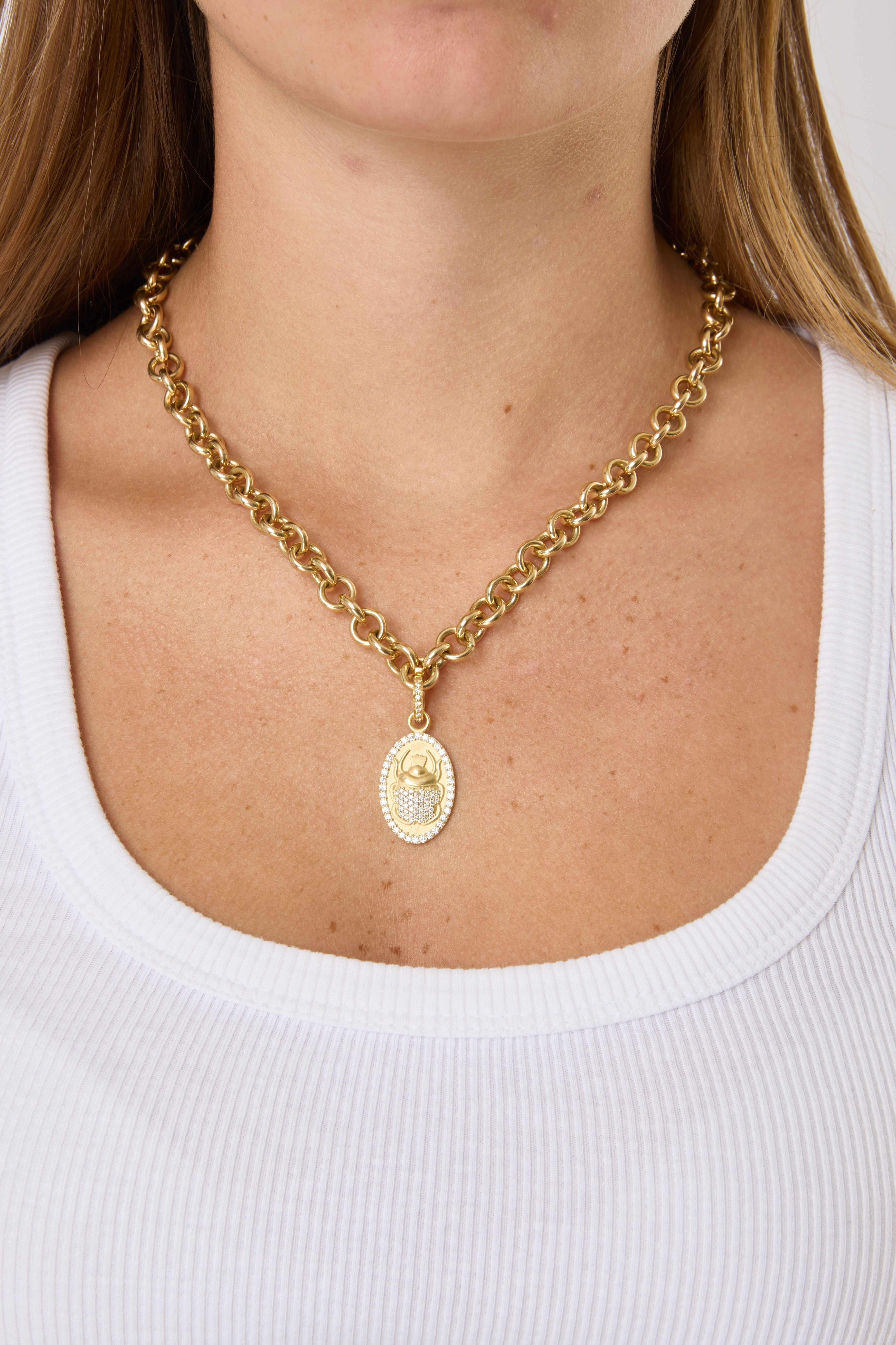 18KY Diamond Scarab Charm