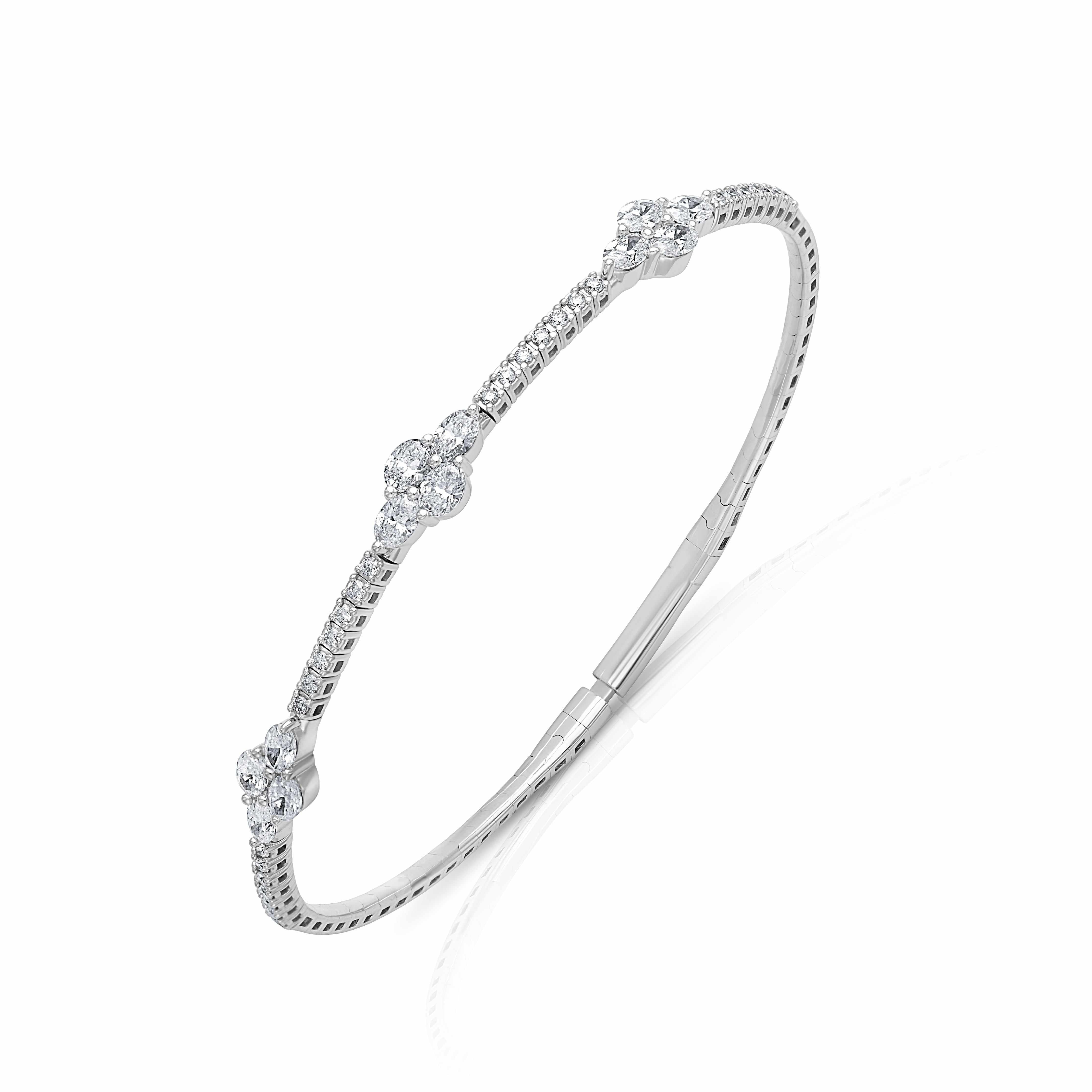 14KY Flex Bangle with Oval Diamond Stations