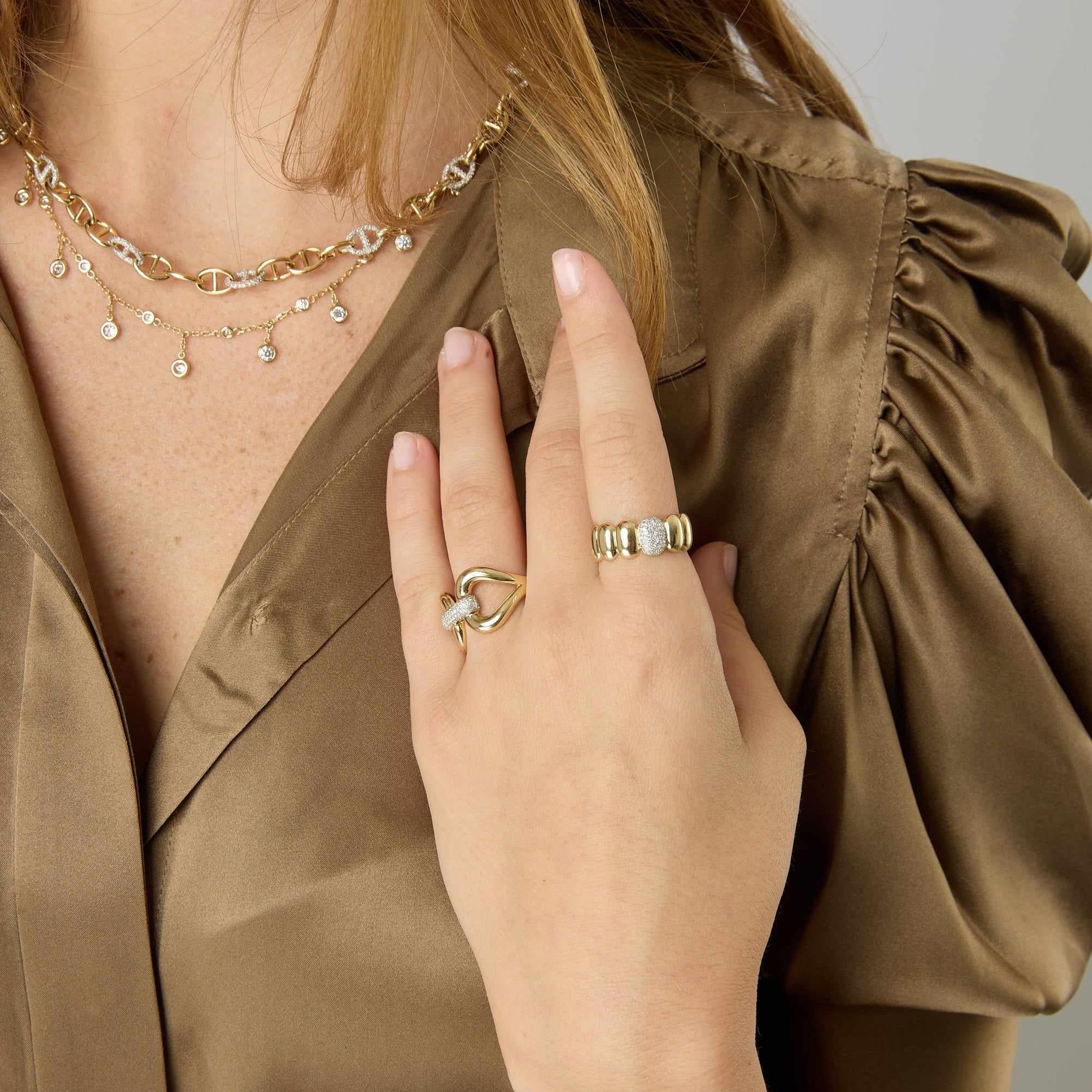 14KY Pave Petal Ring