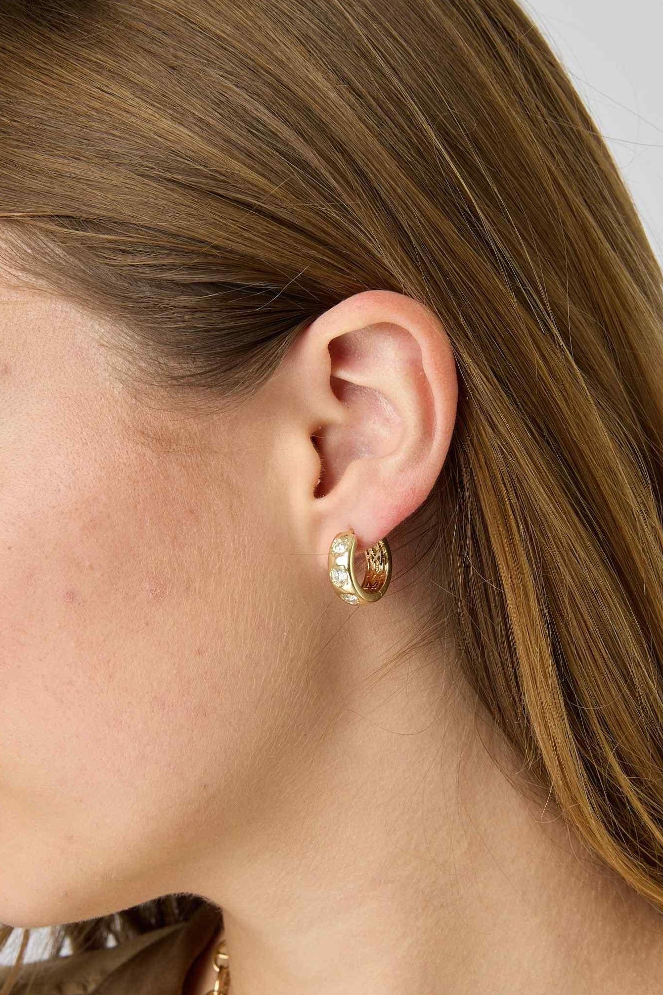 14KY Round Diamond Bezel Chunky Hoops-Earrings-Gemma-Susan Saffron Jewelry