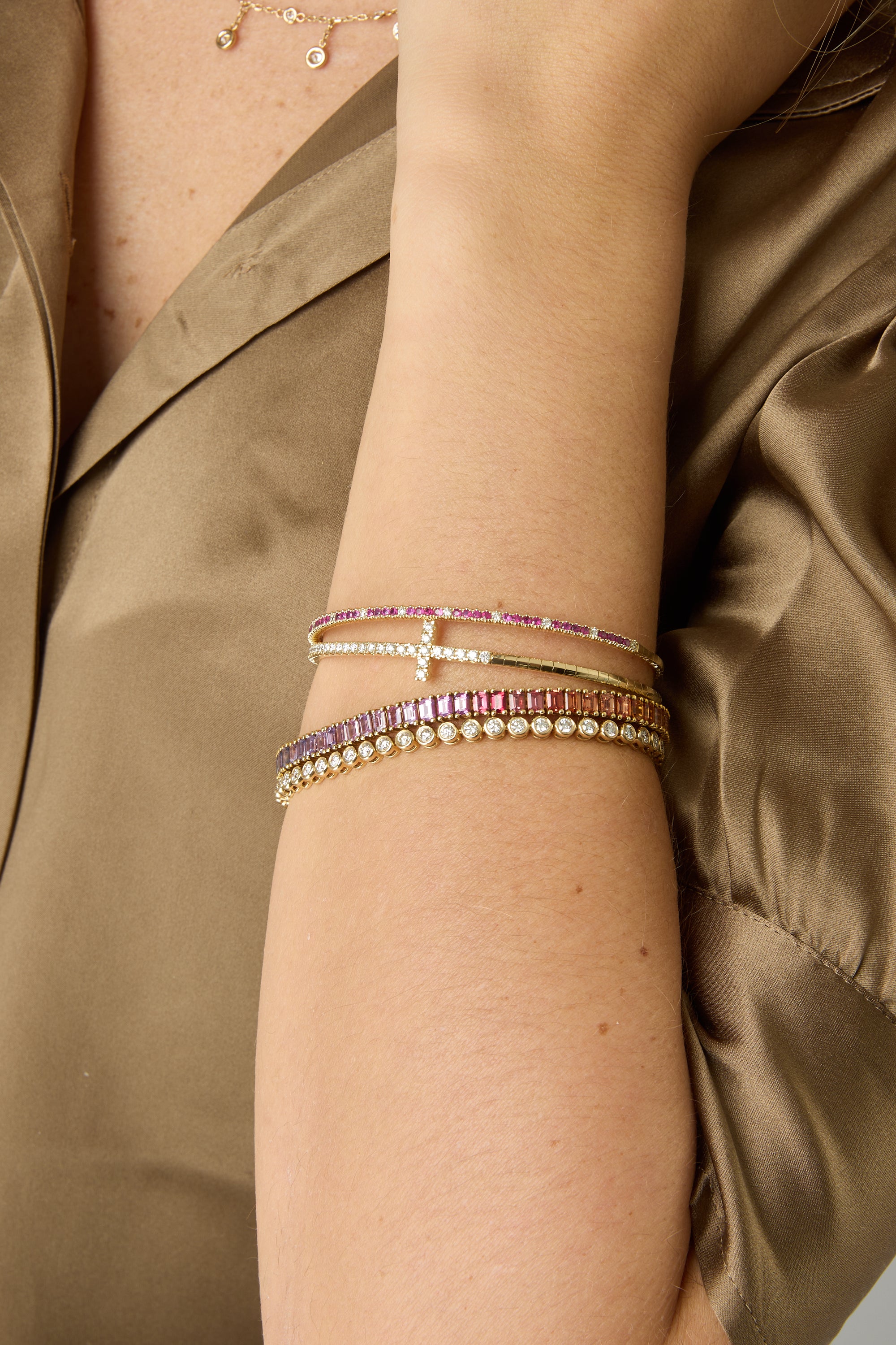 14KY Diamond Cross Flex Bracelet