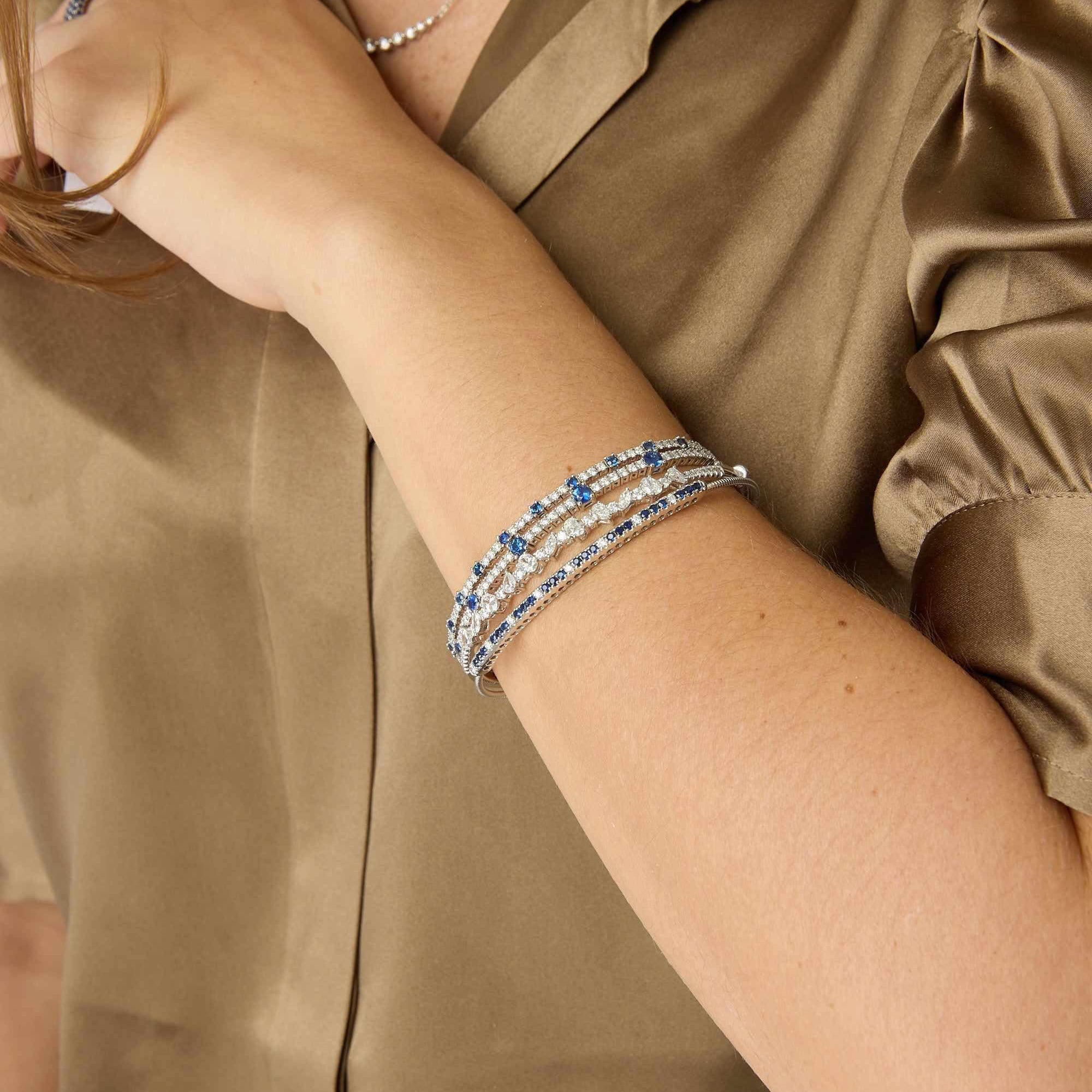 14KW Diamond and Sapphire Expand Bracelet