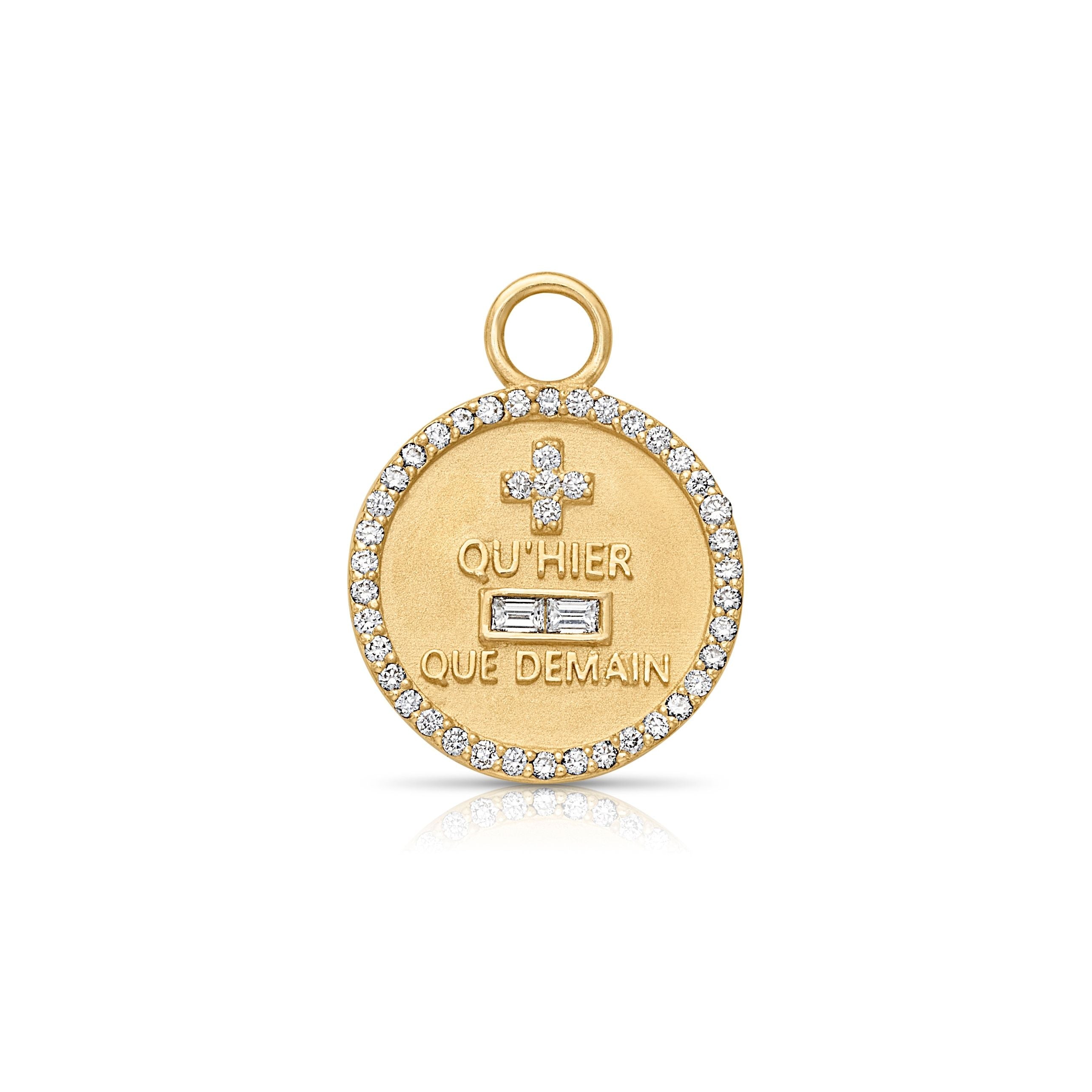 14KY Small Love Token with Baguettes