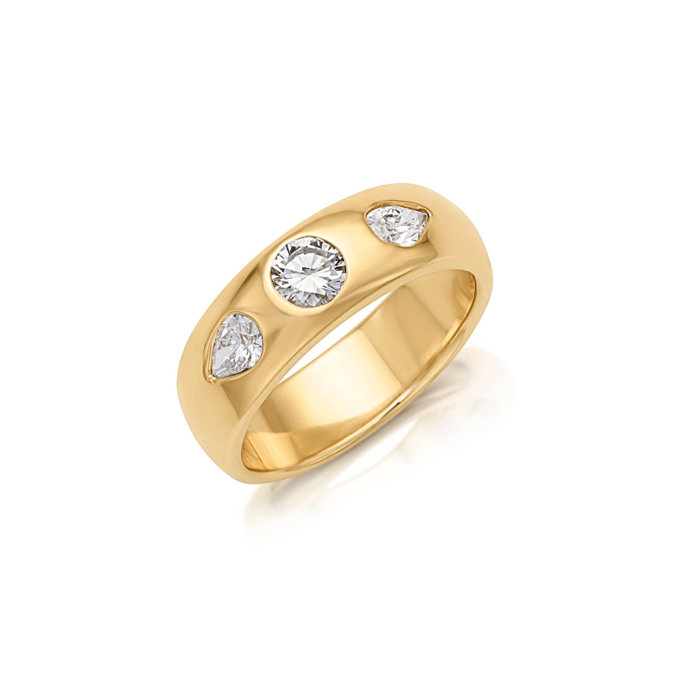 18KY 3 Stone Band