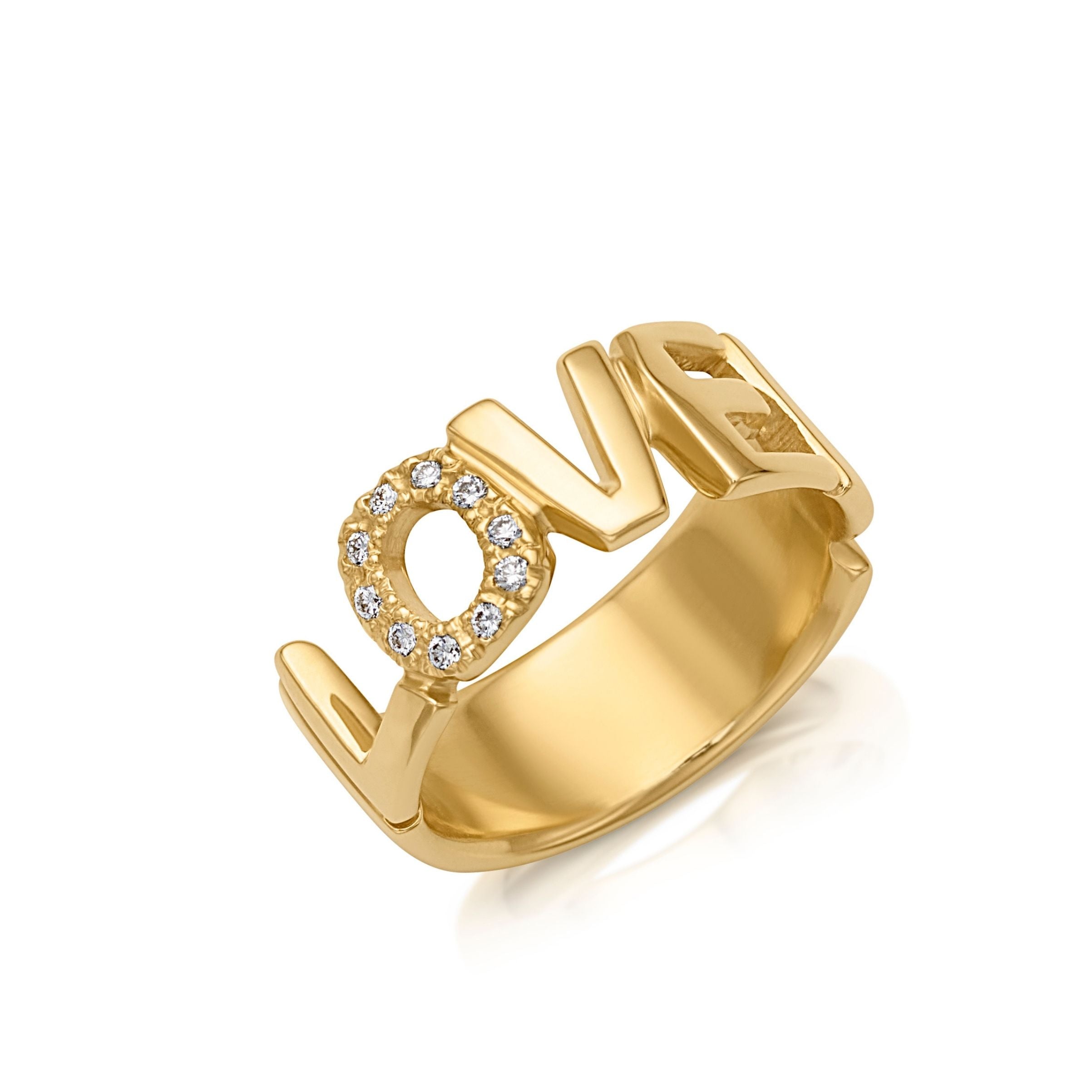 18KY Loved Ring with Pave O
