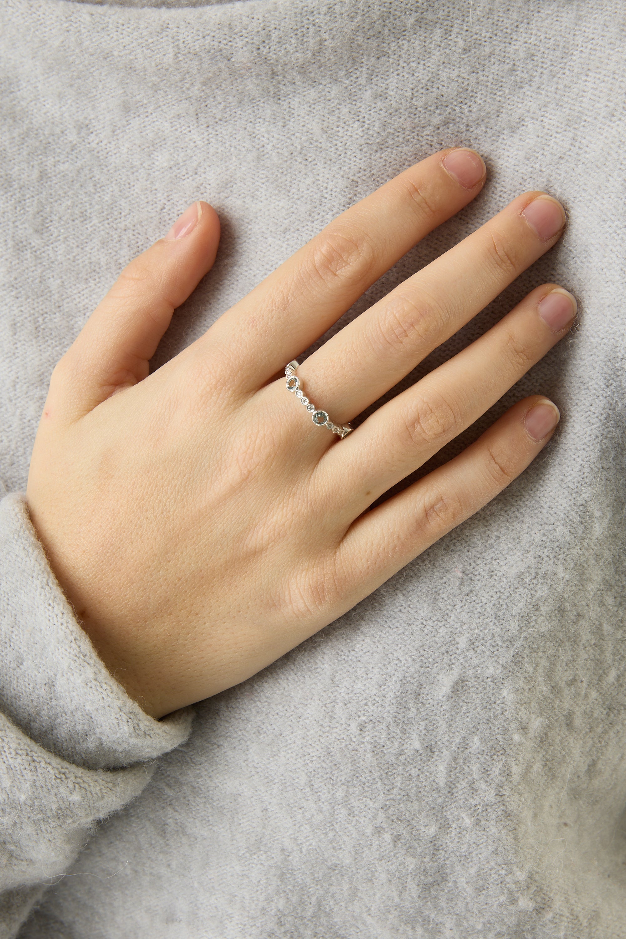 14KW Diamond and Aquamarine Ring