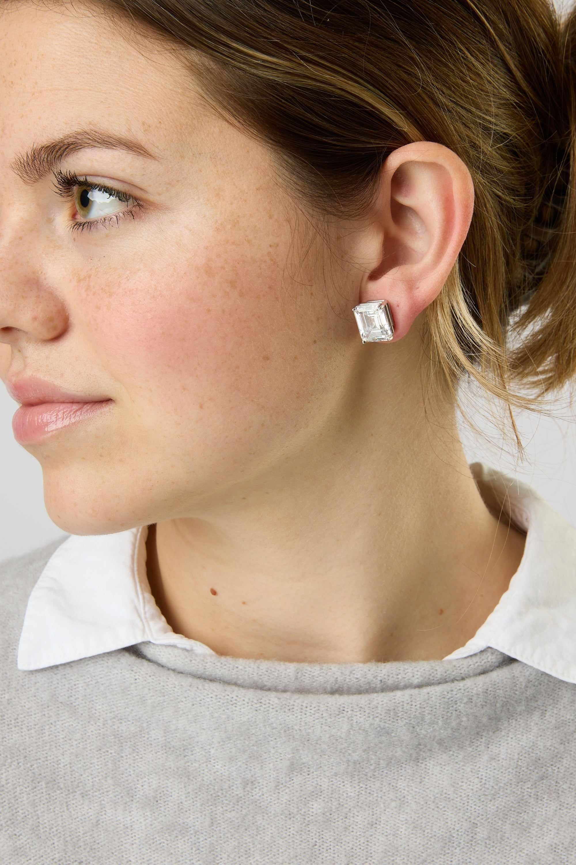 14KW Emerald Cut Studs