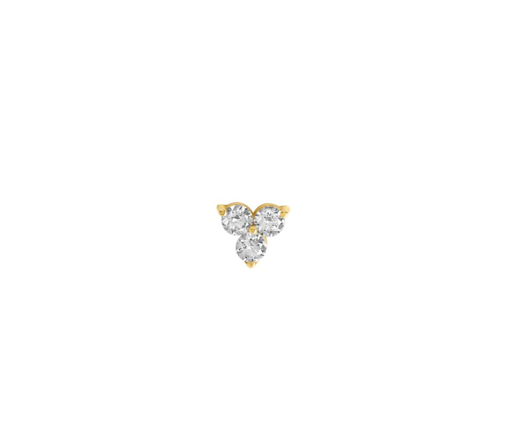 14K Diamond Trio Stud-Earrings-Sorte-14K Yellow Gold-Susan Saffron Jewelry