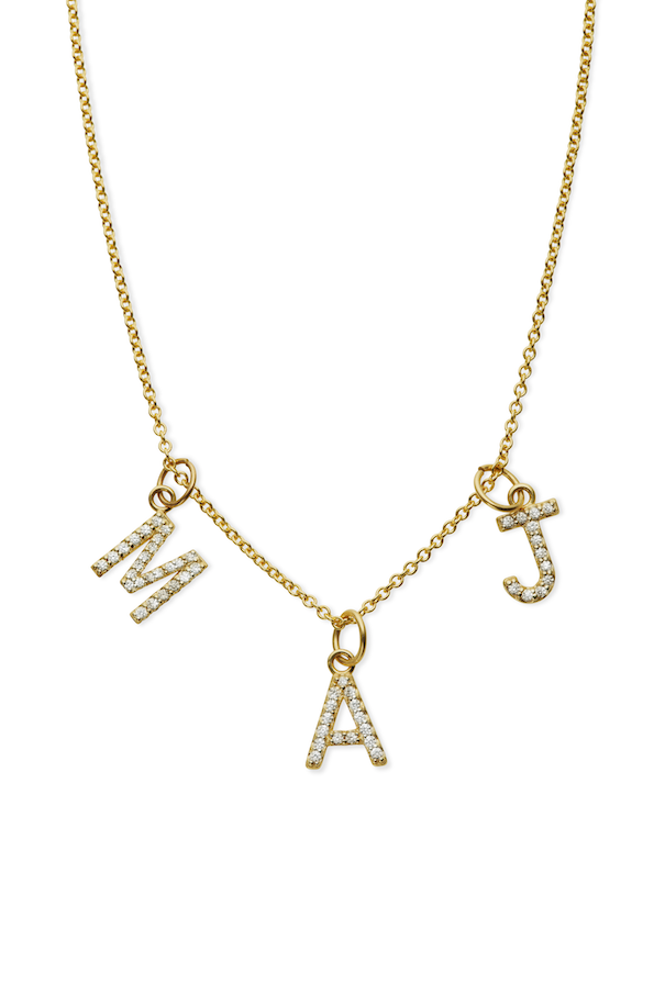 14K Diamond Letter Necklace-Neckaces-Saffron Jewelry-14K Yellow Gold-Susan Saffron Jewelry