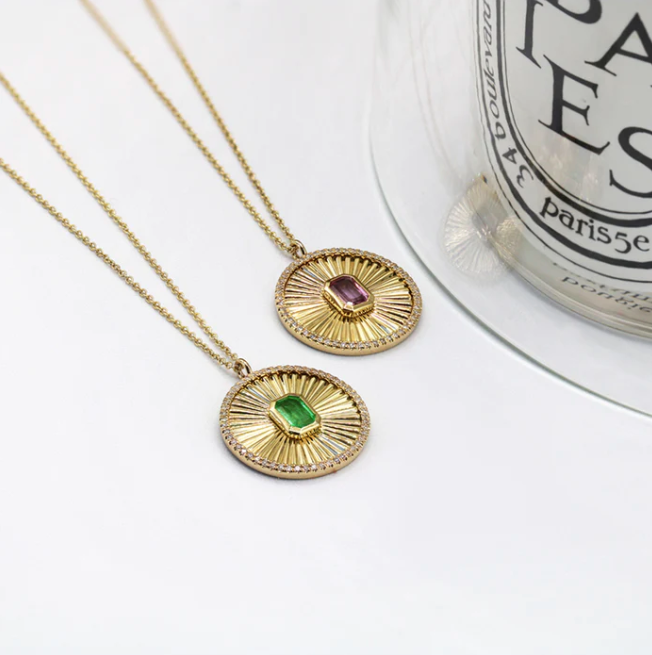 14KY Pink Sapphire Diamond Charm