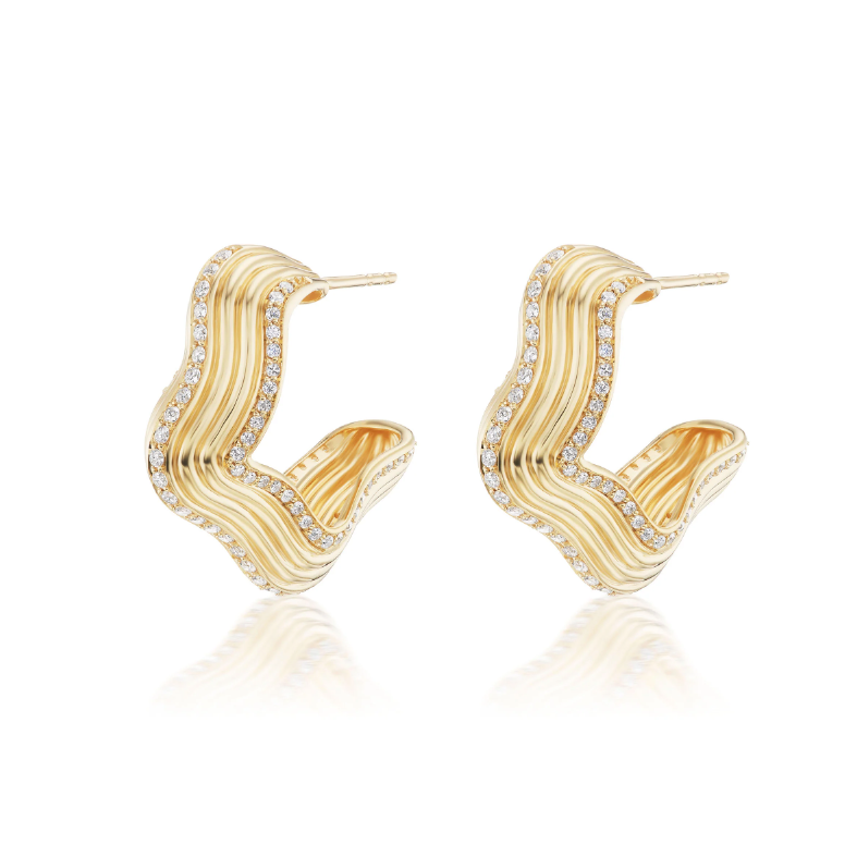 18KY Diamond Marea Hoops