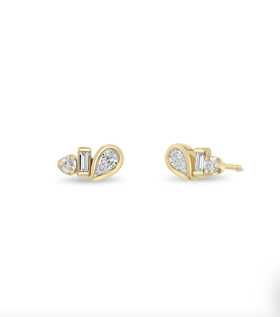 14KY Paris Mixed Cut Diamond Studs-Earrings-Zoe Chicco-Susan Saffron Jewelry