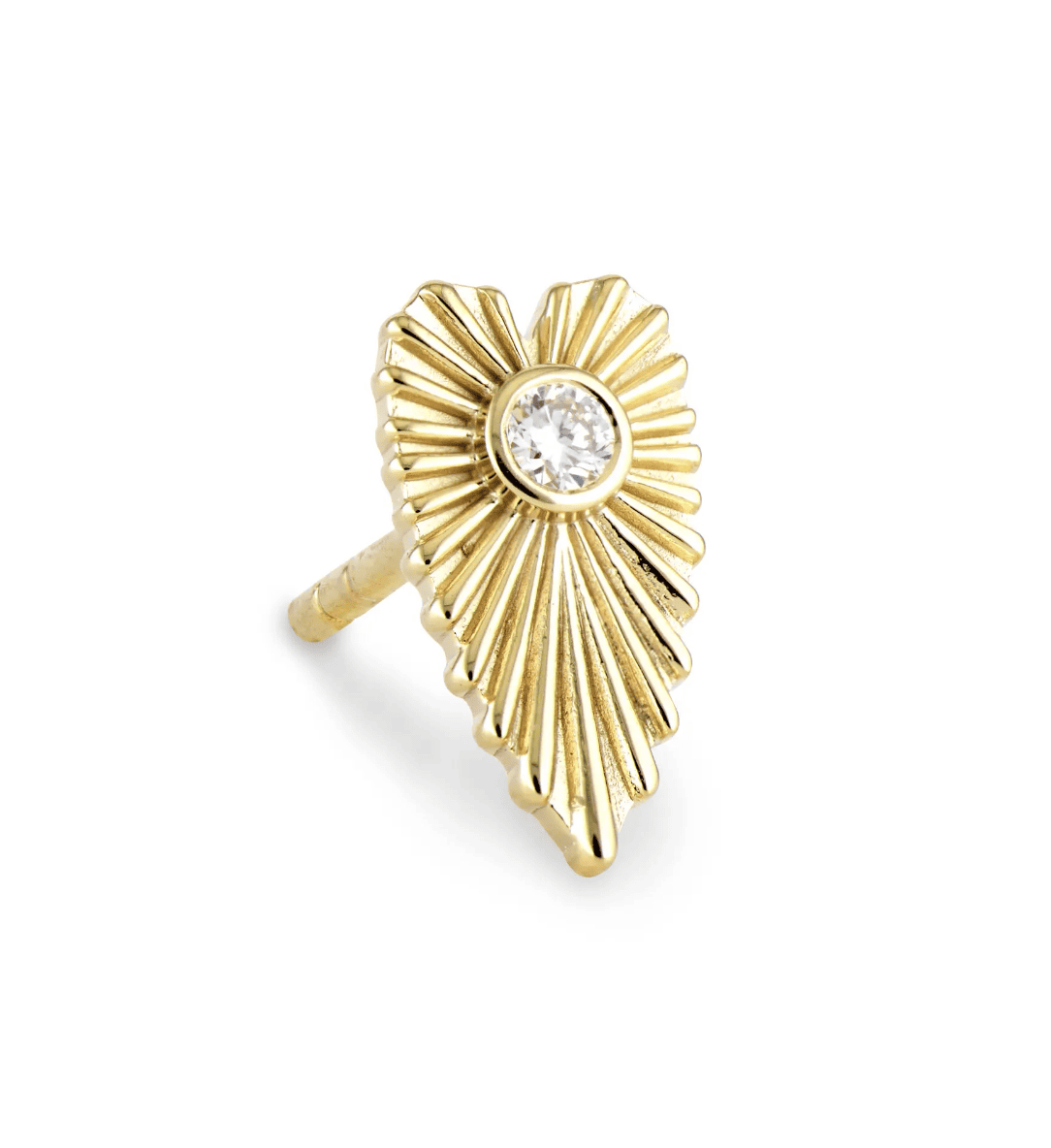 14KY Ruffled Heart Stud-Single