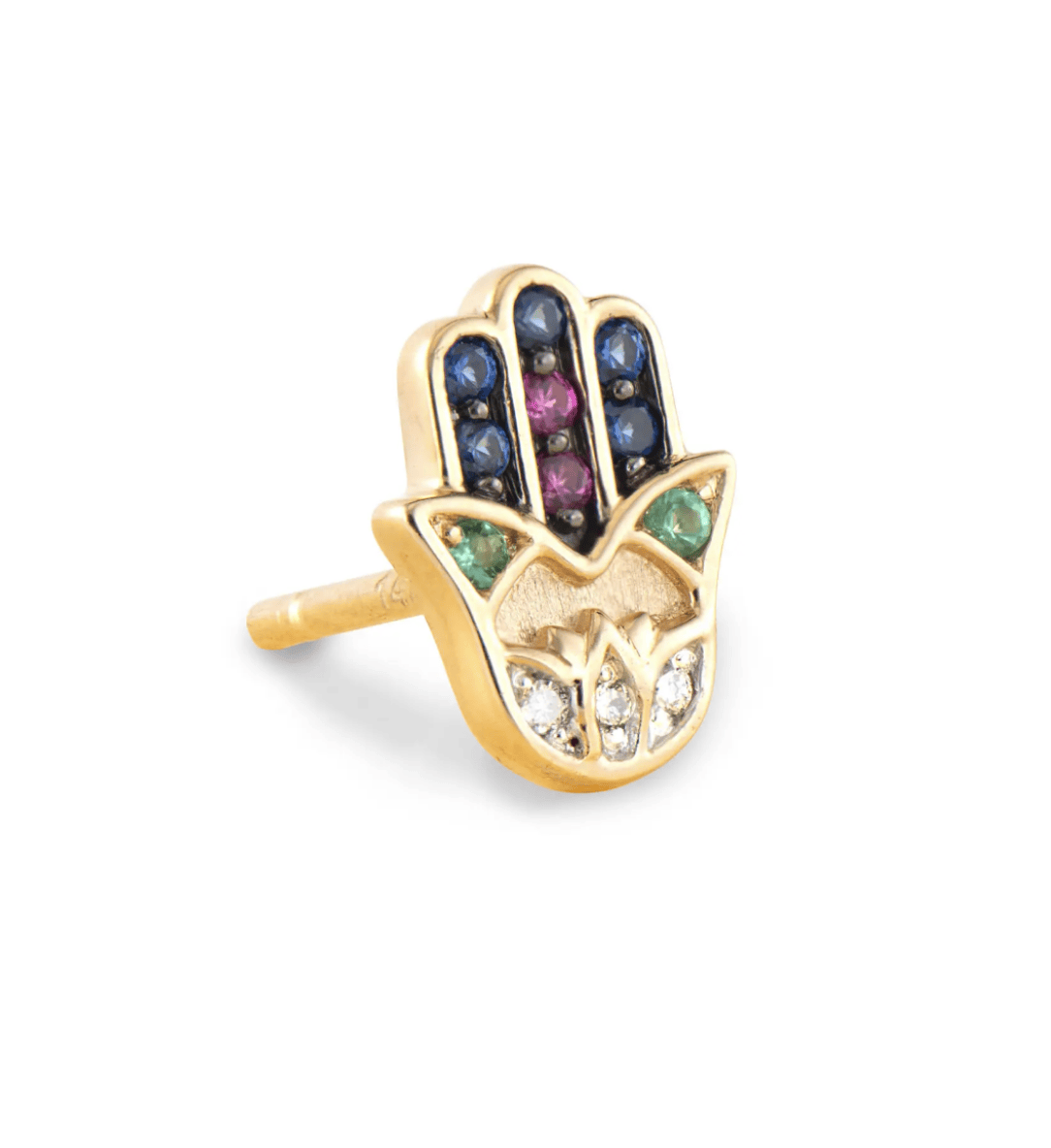 14KY Single Hamsa Stud