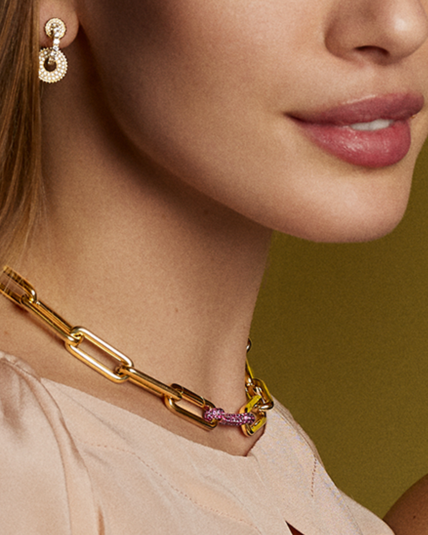 18K Identity Bar with Pink Sapphires