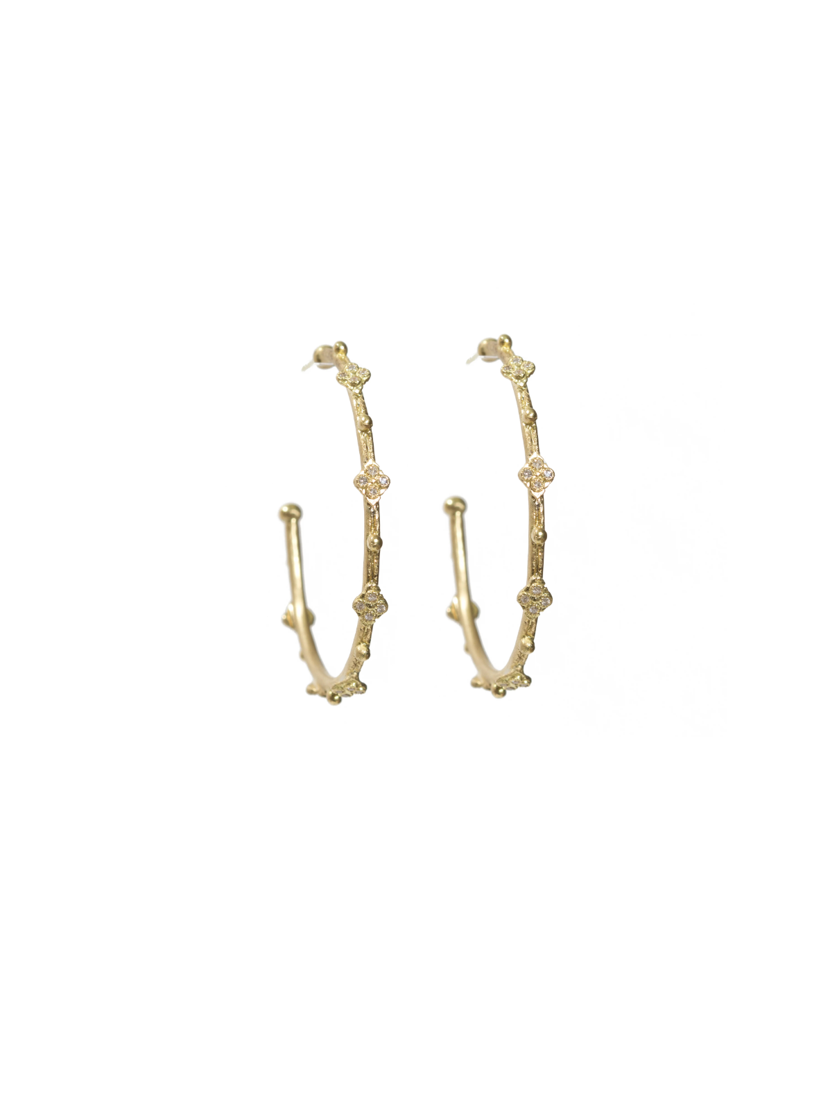 Crivelli Granulation and Diamond Hoop Earrings