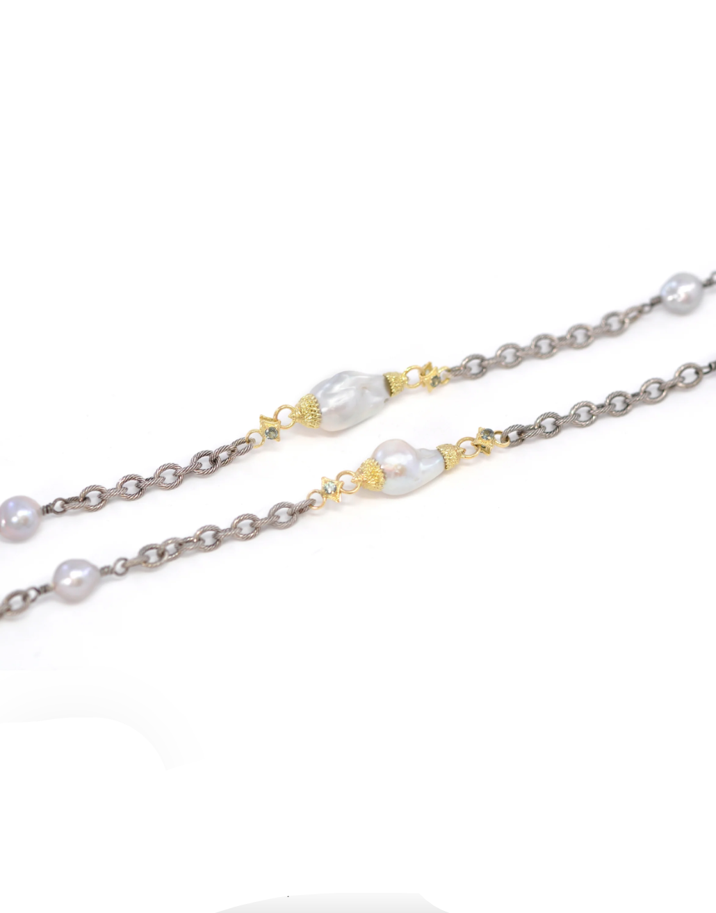 Edison Pearl Stations on Chain Link Necklace