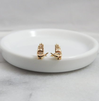 Hamsa Ladyfinger Studs-Earrings-Maura Green-Susan Saffron Jewelry