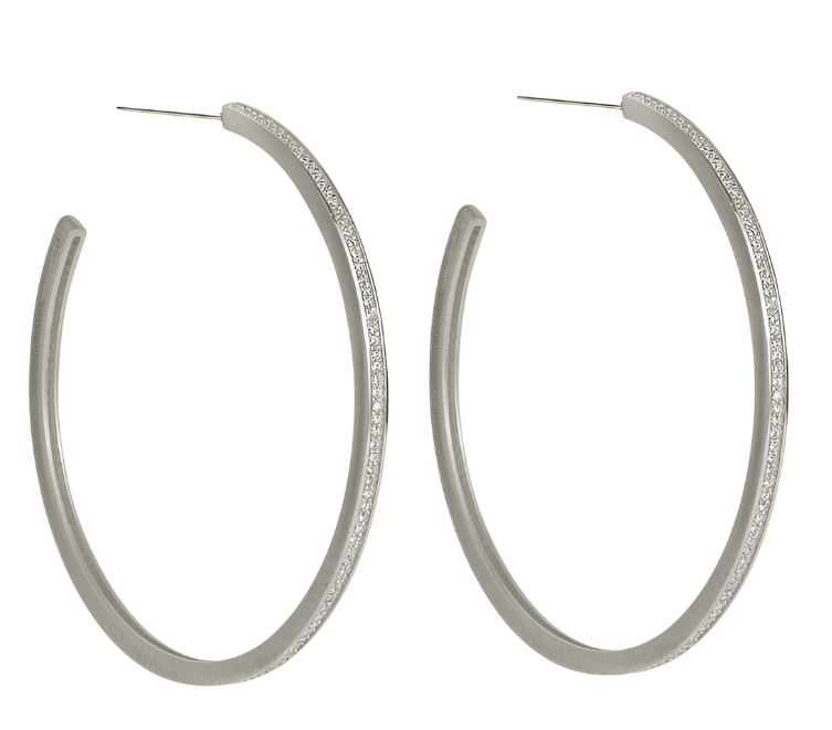 Petite Pave Large Thin Hoops