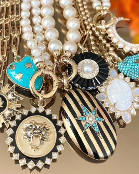 14KY Large Black Onyx Emily Charm