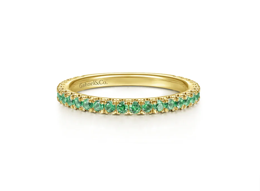 14KY Emerald Stackable Ring