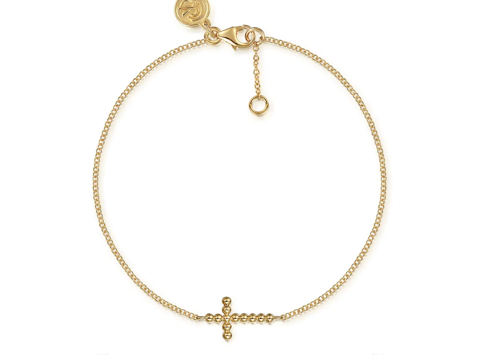 14KY Plain Gold Bujukan Cross Bracelet-Bracelets-Gabriel & Co.-Susan Saffron Jewelry